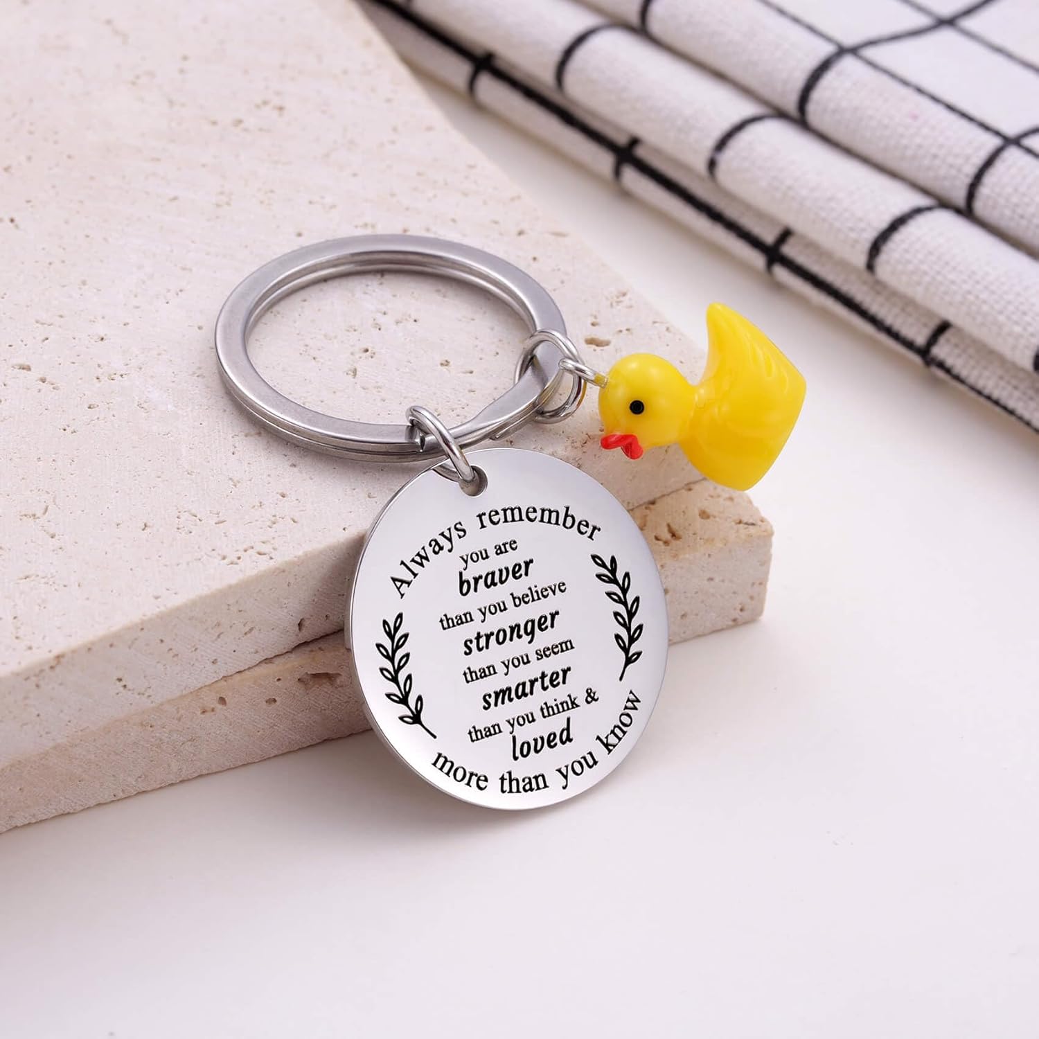 Inspirational Duck Keychain, Cute Lucky Duck Charm Keyring for Friends Teens, Positive Affirmation Duckling Gift - Image 4