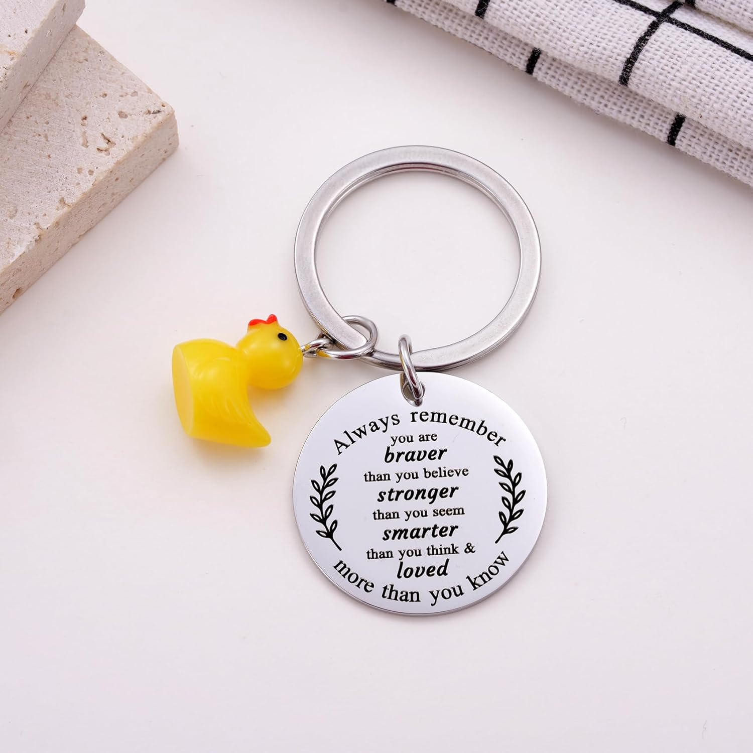 Inspirational Duck Keychain, Cute Lucky Duck Charm Keyring for Friends Teens, Positive Affirmation Duckling Gift - Image 5
