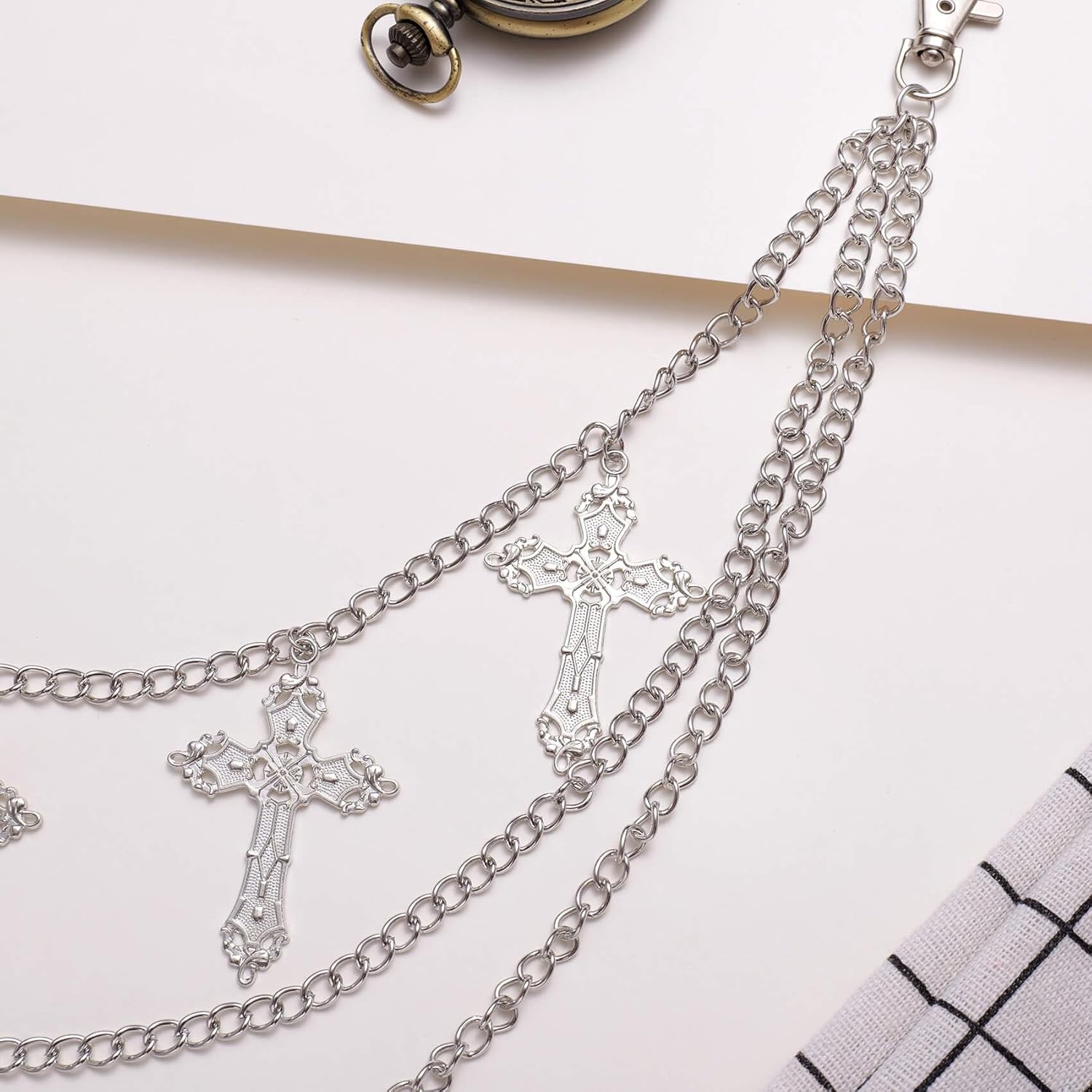 Punk Pants Chain - Multi Stacked Layering Cross Charm Chain for Women Men, Gothic Hip Hop Pocket Accessories - Image 1