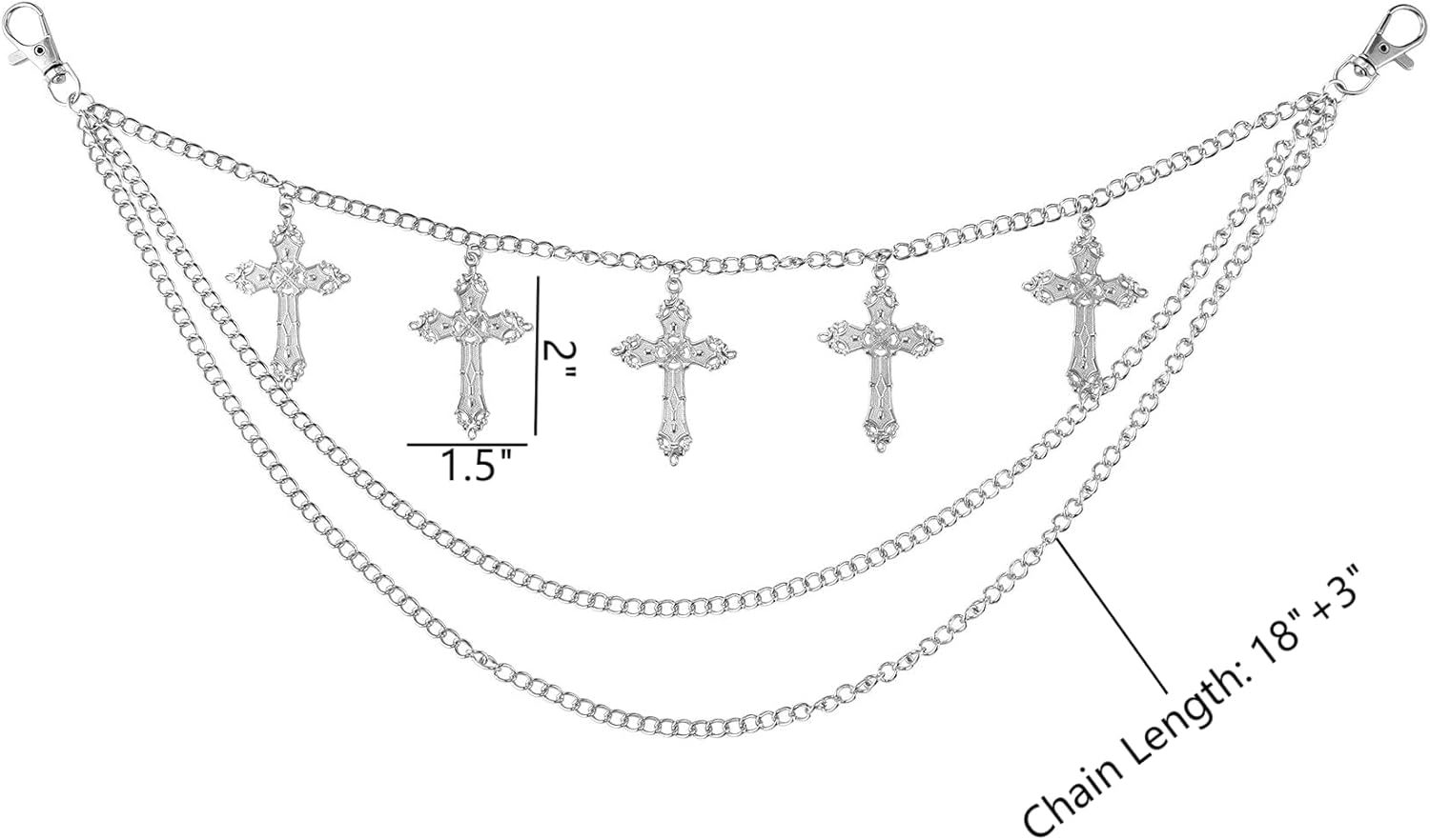 Punk Pants Chain - Multi Stacked Layering Cross Charm Chain for Women Men, Gothic Hip Hop Pocket Accessories - Image 5
