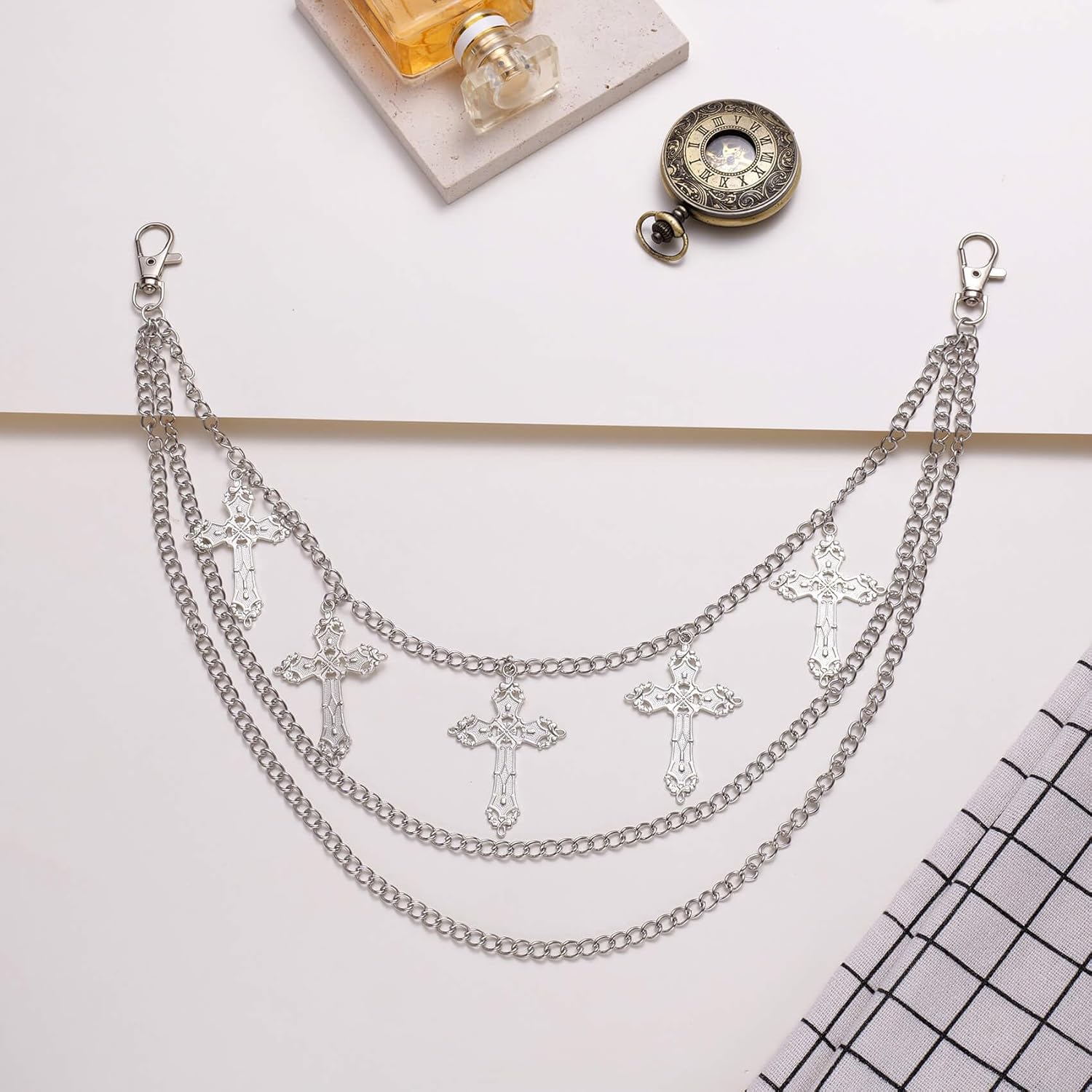 Punk Pants Chain - Multi Stacked Layering Cross Charm Chain for Women Men, Gothic Hip Hop Pocket Accessories - Image 6