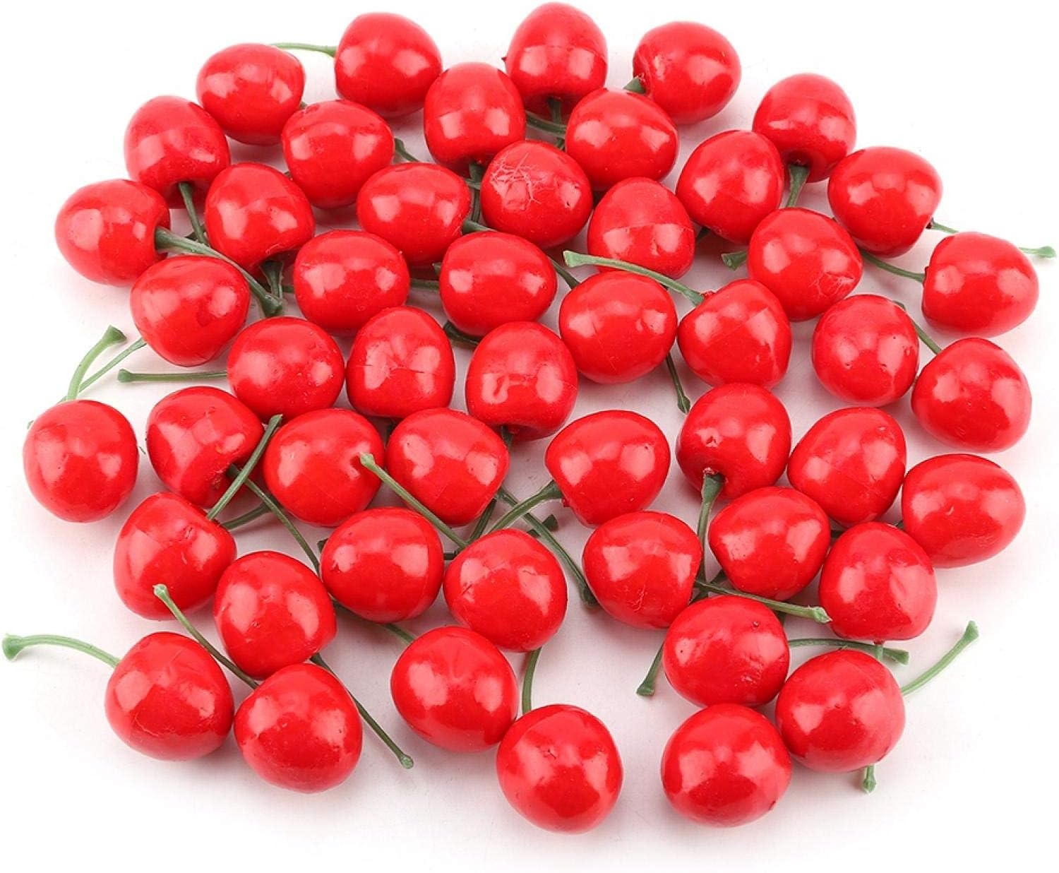 20Pcs Red Artificial Cherries, Realistic/Lifelike Fruit Cherry Ornament, Home Kitchen Party Decoration & Photography Prop, Plastic, 1x1x0.2 inches - Image 2