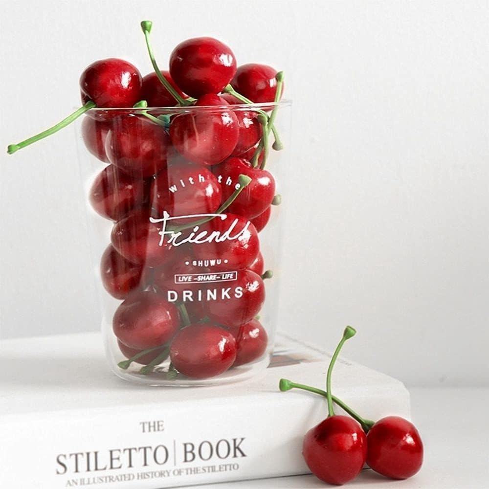 20Pcs Red Artificial Cherries, Realistic/Lifelike Fruit Cherry Ornament, Home Kitchen Party Decoration & Photography Prop, Plastic, 1x1x0.2 inches - Image 3