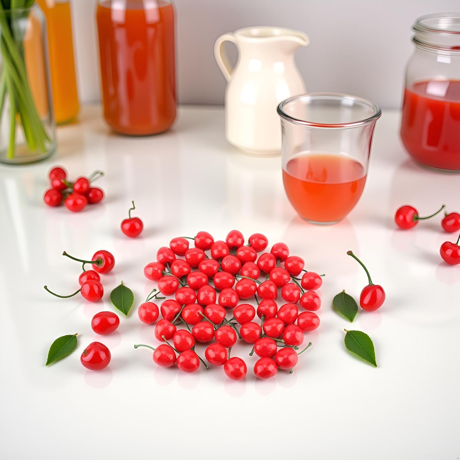 20Pcs Red Artificial Cherries, Realistic/Lifelike Fruit Cherry Ornament, Home Kitchen Party Decoration & Photography Prop, Plastic, 1x1x0.2 inches - Image 6