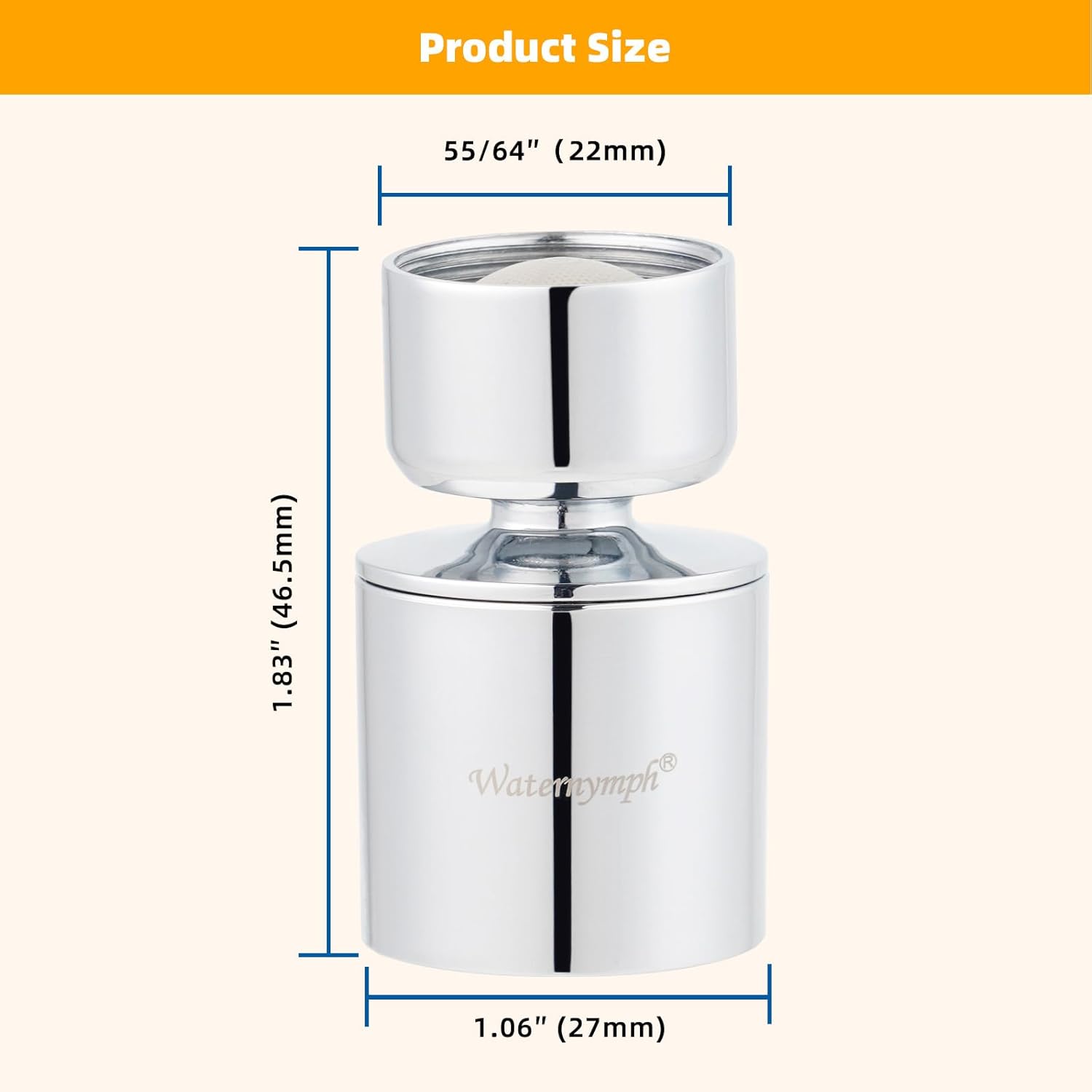 Dual-function 2-Flow Faucet Aerator, Water Saving Swivel Aerator with 2 Sprayer - Faucet Parts Replacement - 55/64 Inch-27UNS Female Thread - Chrome - Image 6