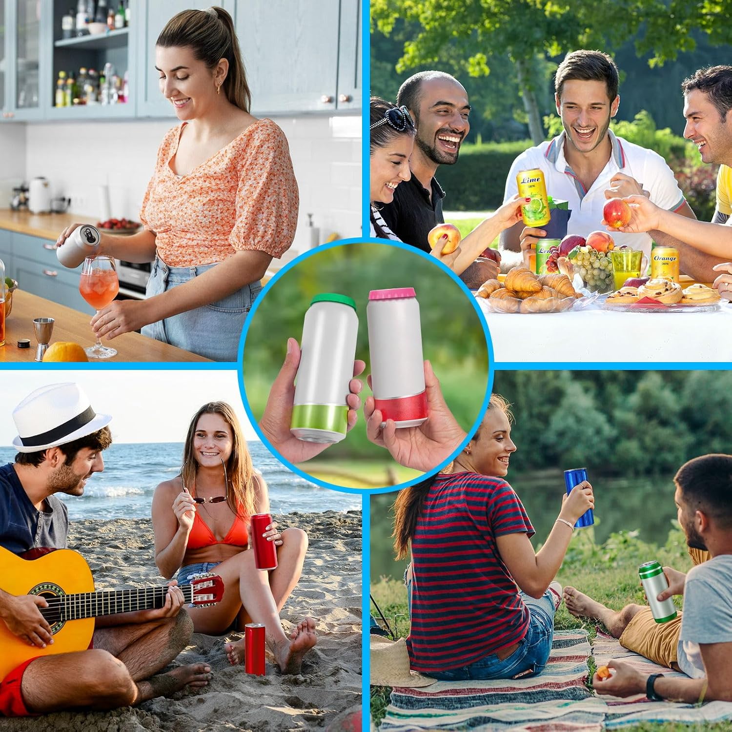 6 Pack Silicone Soda Can Cover Lids, Reusable Soda Can Lids Beer Can Covers Pop Can Covers, BPA Free Silicone Can Cover, Stopper and Protector for Soda, Beer, Beverage, Juice, Coke, Fits Standard Cans - Image 6