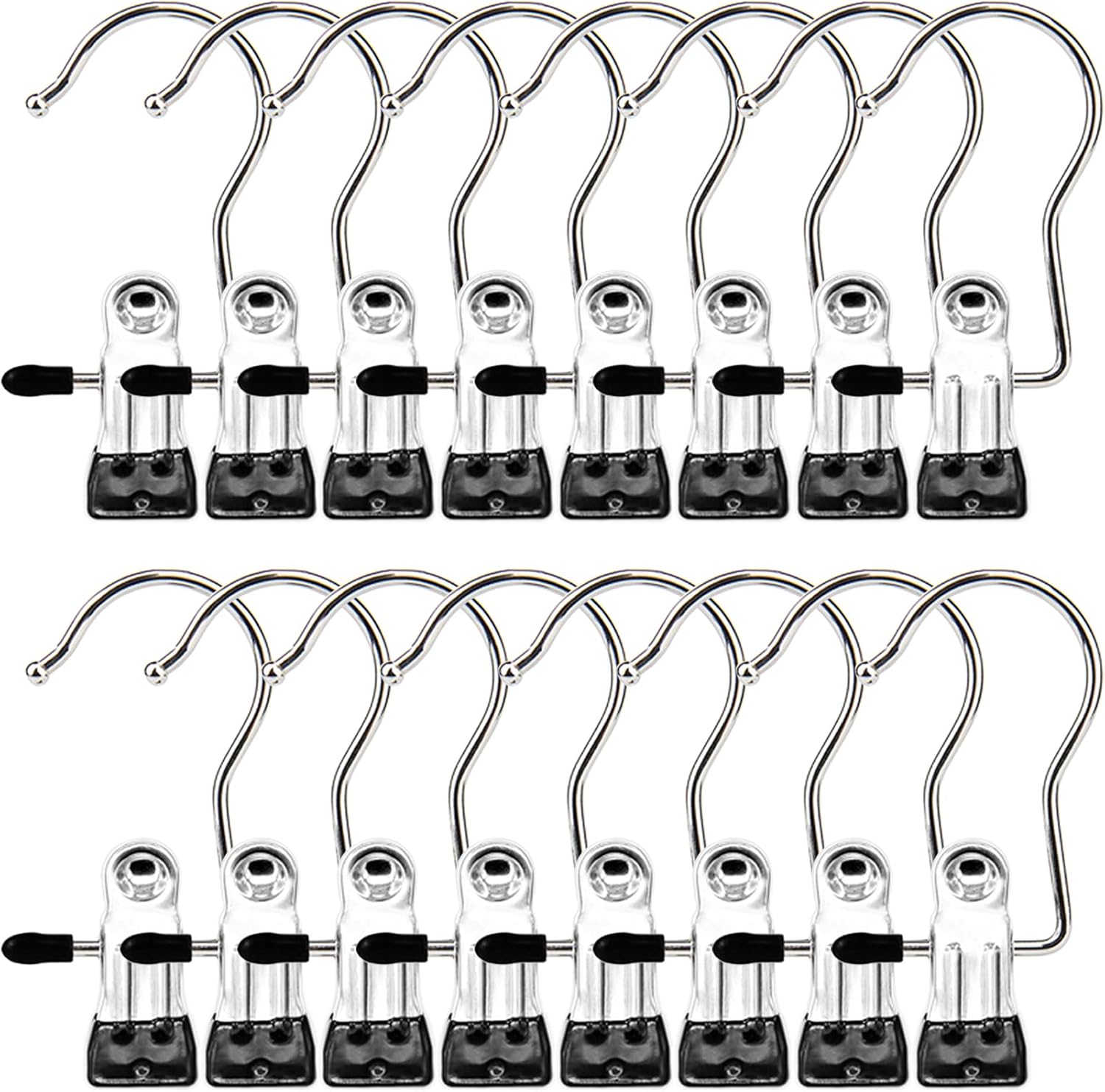 Boot Hangers Clips, 16 Pack Laundry Hooks Hanging Clips Clothes Pins Closet Hanger Organizer Clamps Socks Towel Clips Heavy Duty Clothespins Bulk Hanger Clips for Closet Travel Pants Socks Handbags - Image 1
