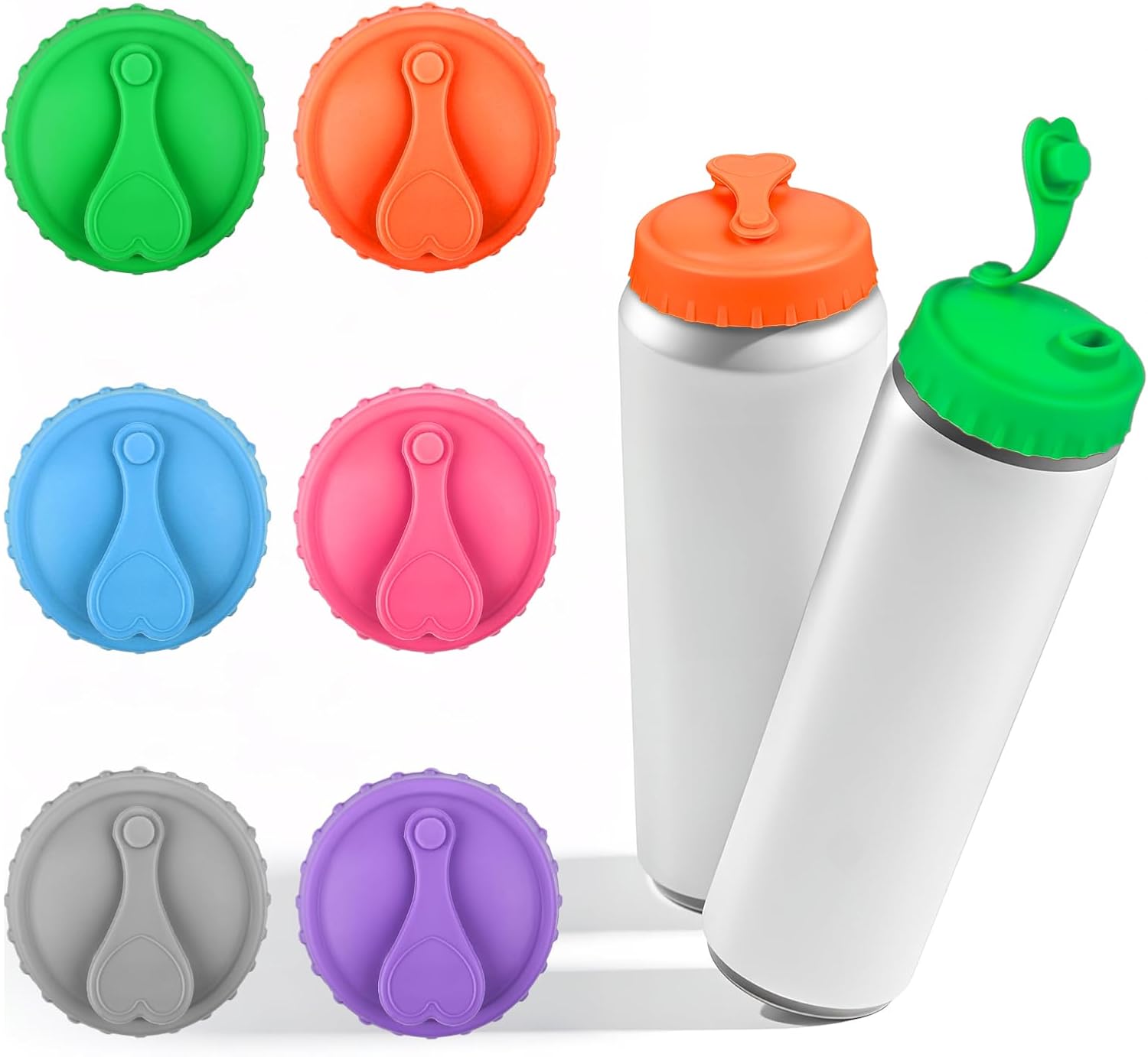 Silicone Soda Can Cover Lids, Pop Can Covers with Resealable Nozzle 6 Pack, BPA Free Stopper and Protector Reusable Beer Can Covers for Soda Fits Standard Cans - Image 1