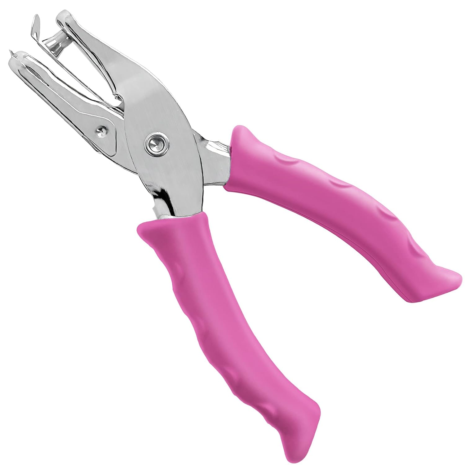 Single Hole Punch 1/4” Paper Hole Puncher for Crafts, One Hole Punch with Pink Soft Grip Handle, Small Hole Punchs or Kids and Adults, Handheld Circle Punch for Paper Crafts in Home, Office,Classroom - Image 1