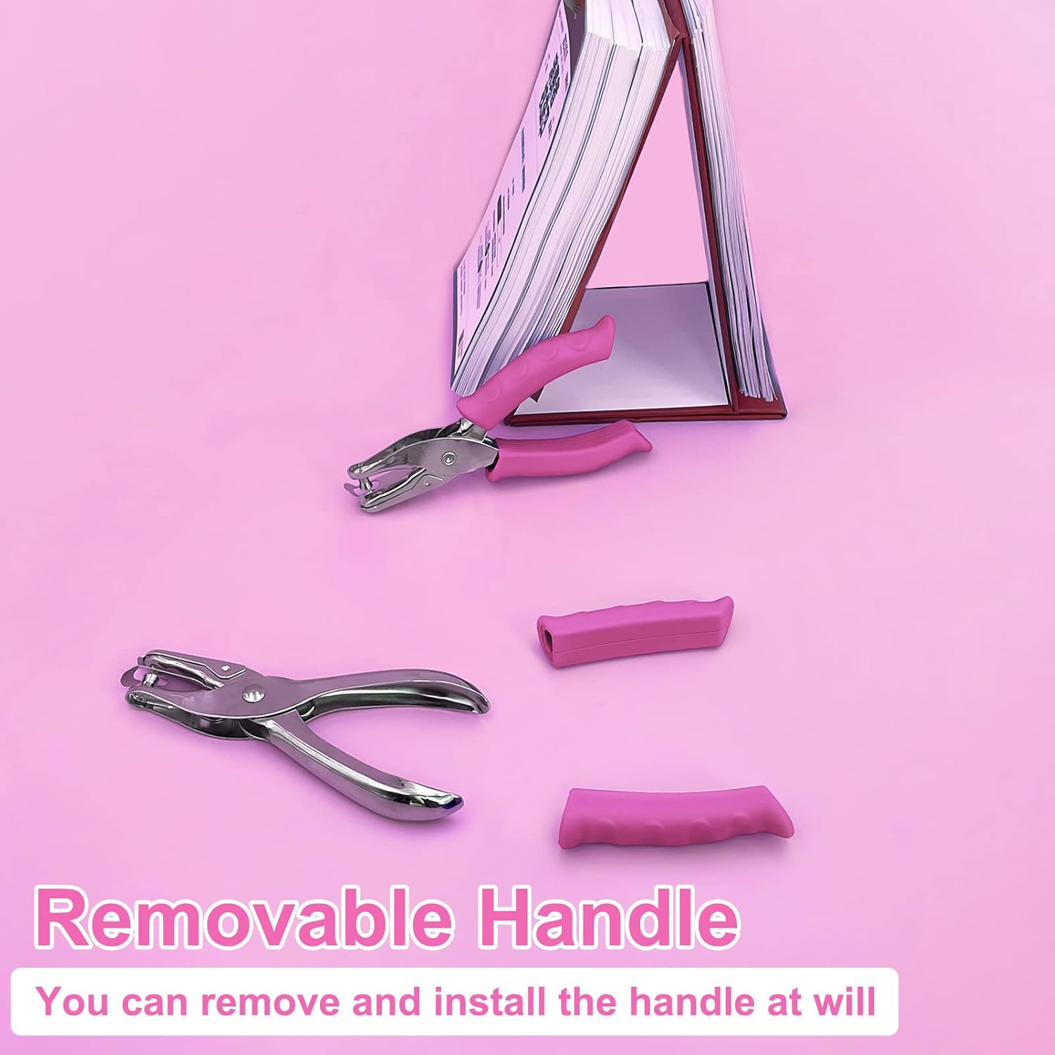 Single Hole Punch 1/4” Paper Hole Puncher for Crafts, One Hole Punch with Pink Soft Grip Handle, Small Hole Punchs or Kids and Adults, Handheld Circle Punch for Paper Crafts in Home, Office,Classroom - Image 5