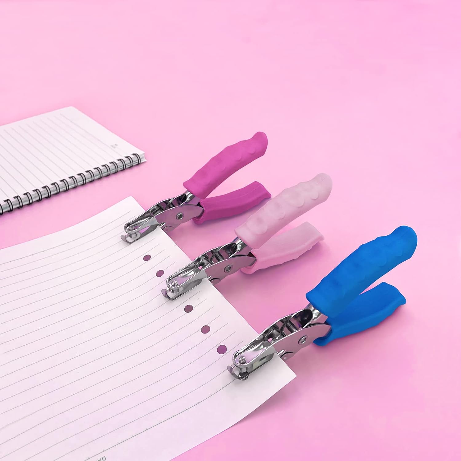 Single Hole Punch 1/4” Paper Hole Puncher for Crafts, One Hole Punch with Pink Soft Grip Handle, Small Hole Punchs or Kids and Adults, Handheld Circle Punch for Paper Crafts in Home, Office,Classroom - Image 6
