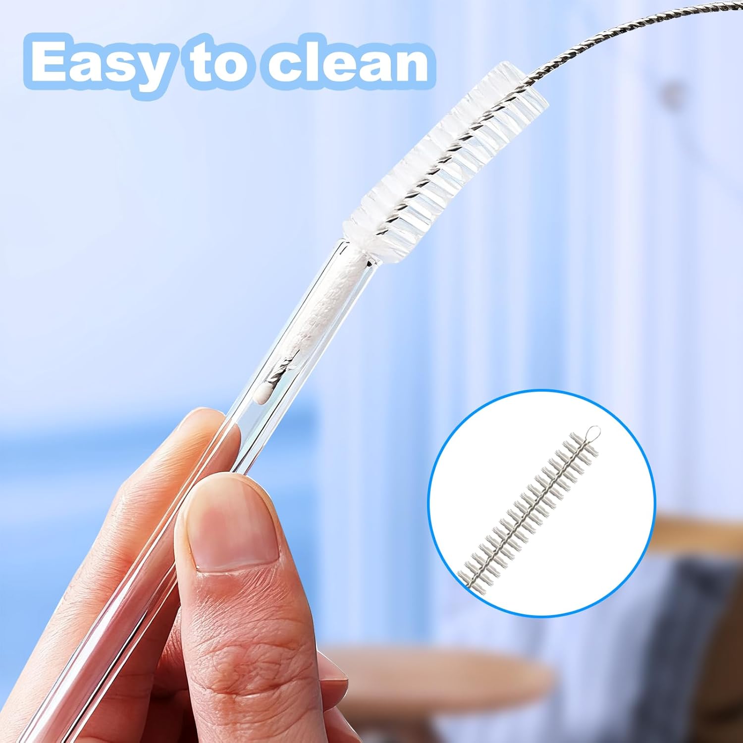 6 Pack Straw Cleaner Brush for Stanley, Reusable Extra Long Straw Cleaner for 40/30/20 oz Stanley Mug, 10mm Wide Drinking Straws Cleaning Brush for Sippy Cup, Water Bottle and Tubes - Image 5
