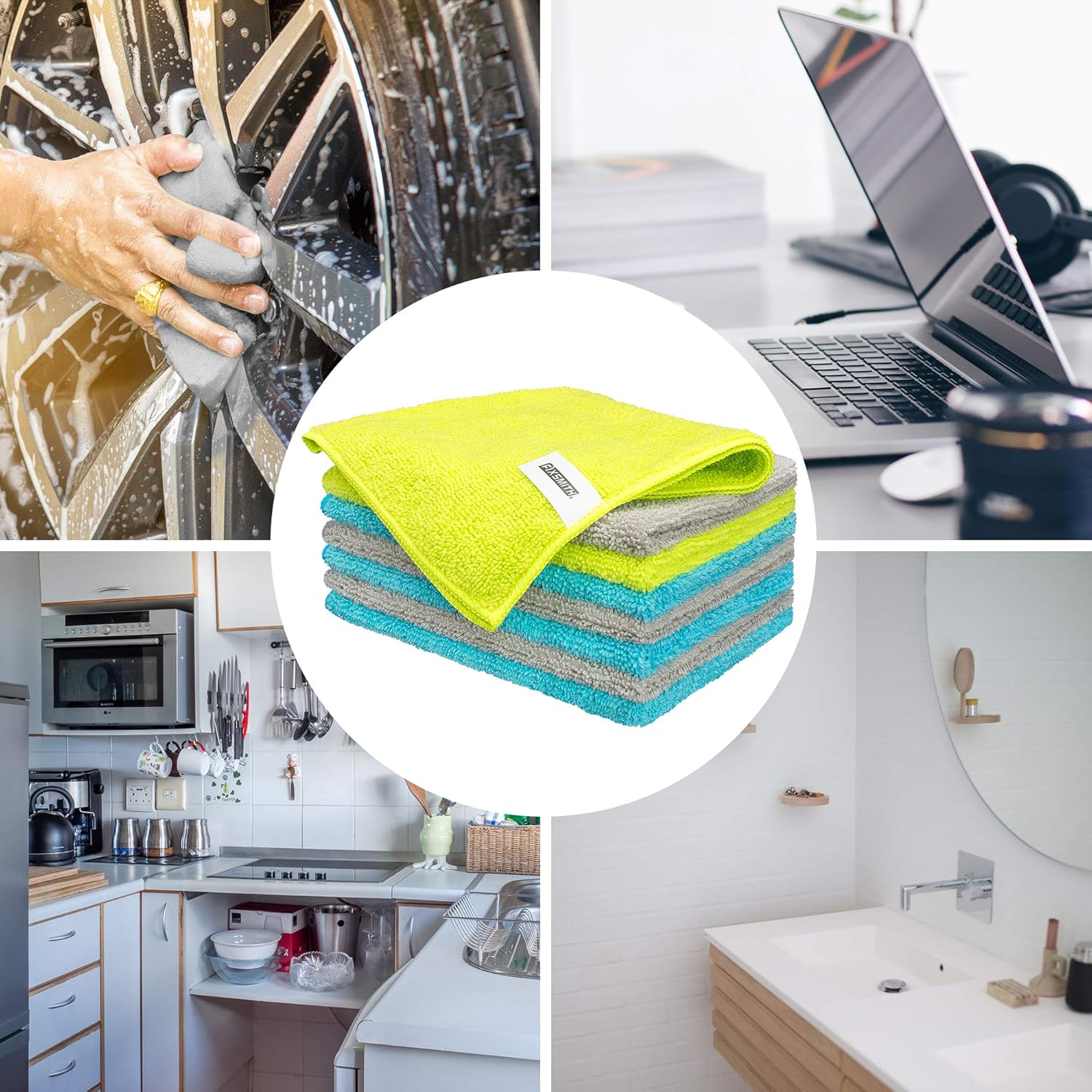 Microfiber Cleaning Cloth - Pack of 8, Size: 12 x 16 in, Multi-Functional Cleaning Towels, Highly Absorbent Cleaning Rags, Lint-Free, Streak-Free Cleaning Cloths for Car Kitchen Home - Image 7