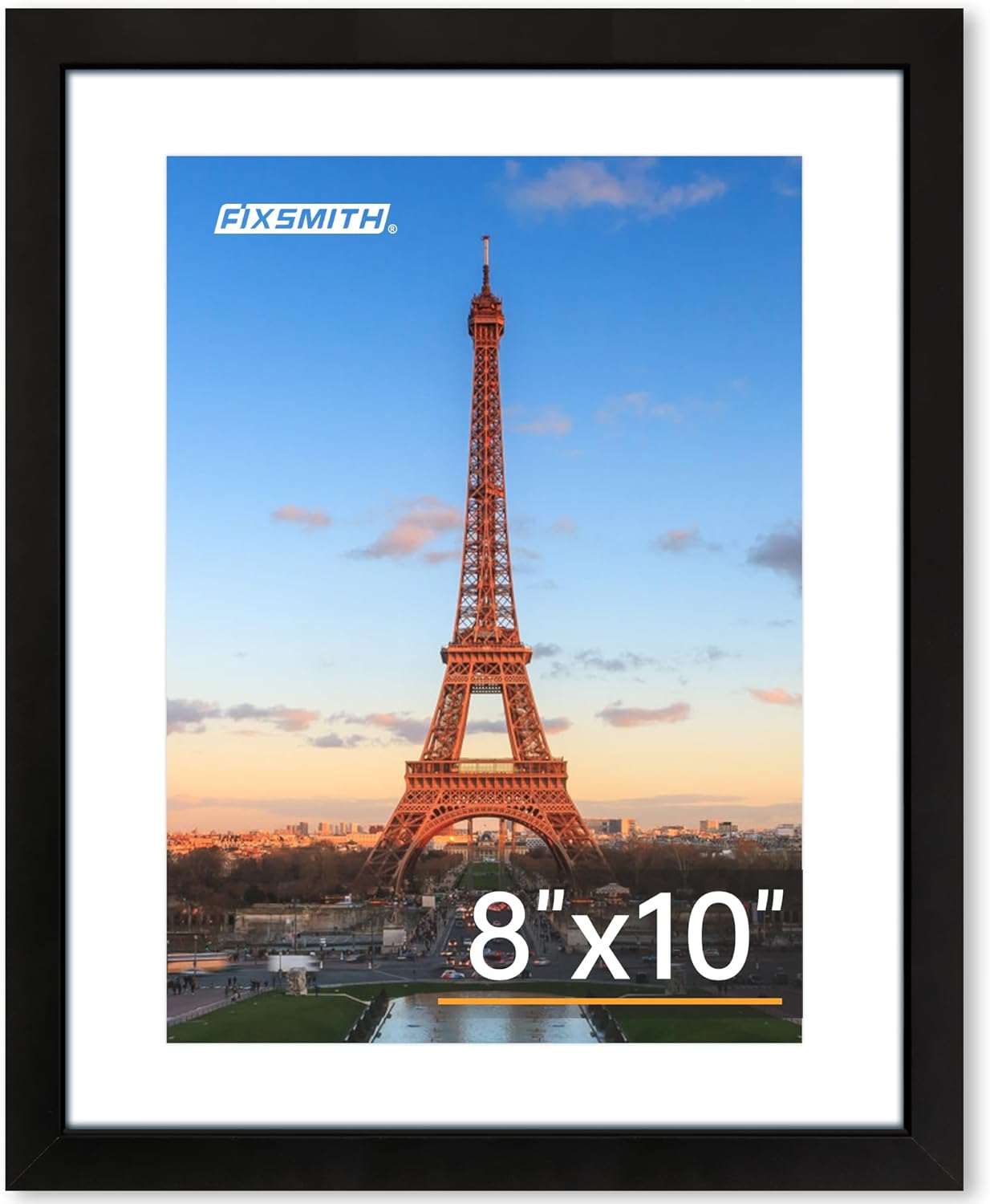 8x10 Picture Frame 1 Pack, Photo Frame with HD Plexiglass, Display Pictures 5x7 with Mat or 8x10 Without Mat, Picture Frames Collage for Tabletop or Wall Display, Black - Image 1