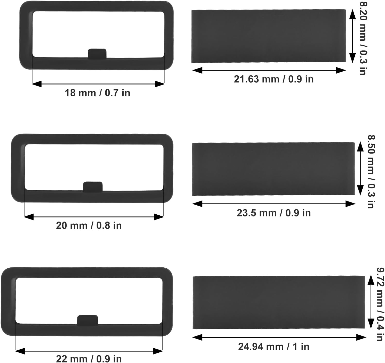 6Pcs Watch Band Loops Watch Strap Holder Loop Black Watch Band Strap Loops Watch Strap Keeper Holder Retainer Silicone Replacement Watch Strap Loop for Smart Sport Watch Wristband - Image 2