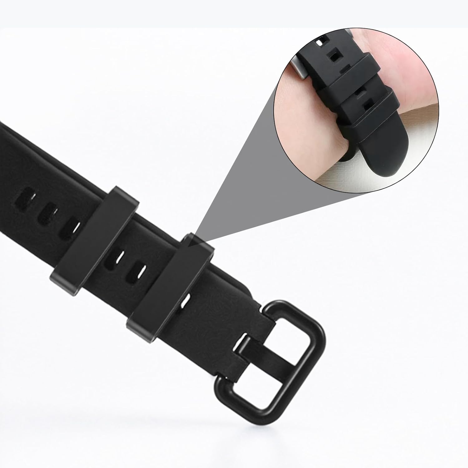 6Pcs Watch Band Loops Watch Strap Holder Loop Black Watch Band Strap Loops Watch Strap Keeper Holder Retainer Silicone Replacement Watch Strap Loop for Smart Sport Watch Wristband - Image 4