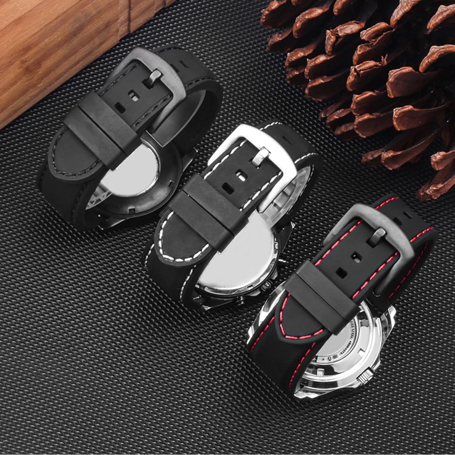 6Pcs Watch Band Loops Watch Strap Holder Loop Black Watch Band Strap Loops Watch Strap Keeper Holder Retainer Silicone Replacement Watch Strap Loop for Smart Sport Watch Wristband - Image 5
