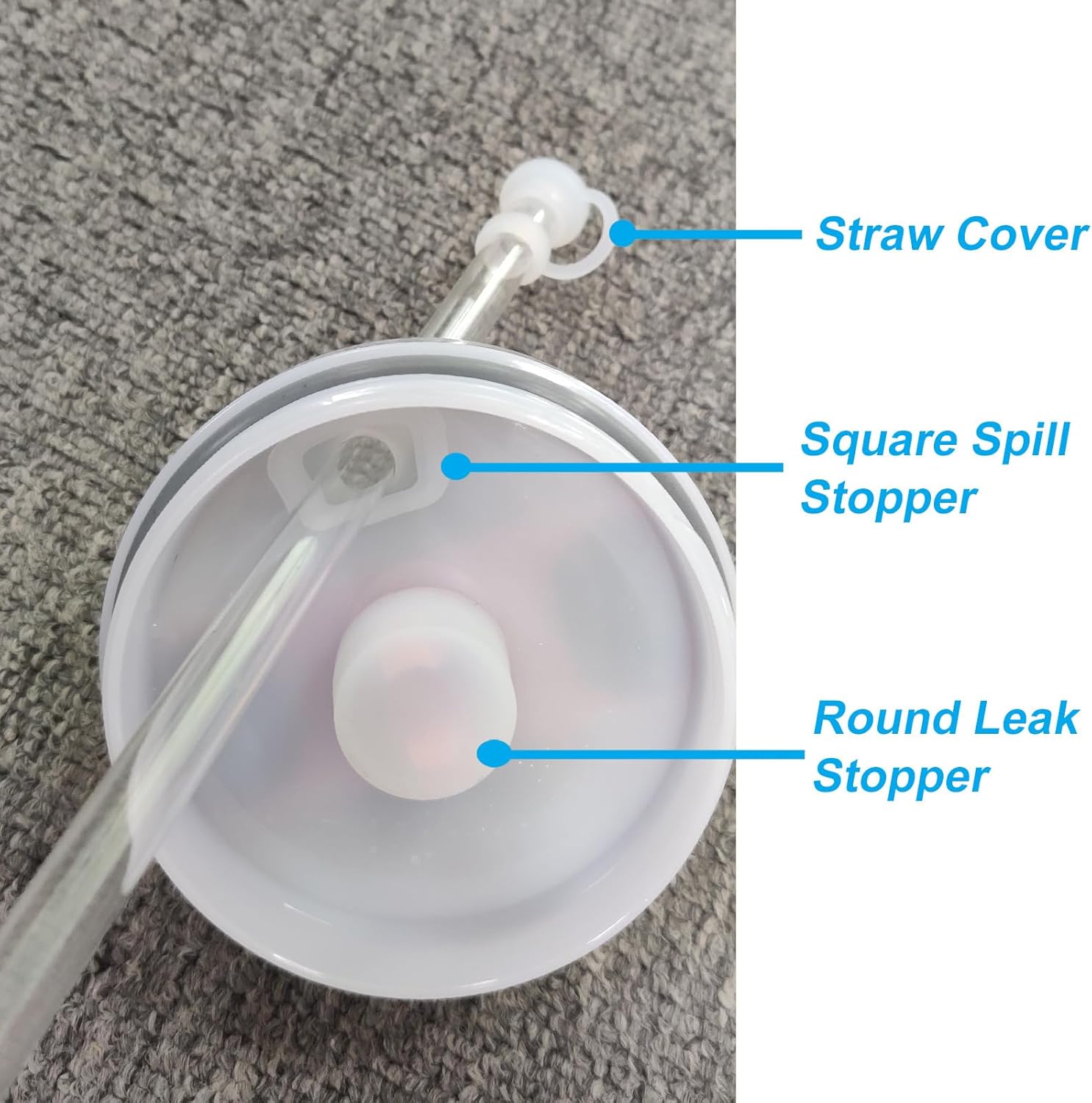Spill-Proof Silicone Accessory Set for Stanley Cups - Includes Straw Covers, Round and Square Leak Stoppers - Anti-Dust Tumbler Accessories - Image 2