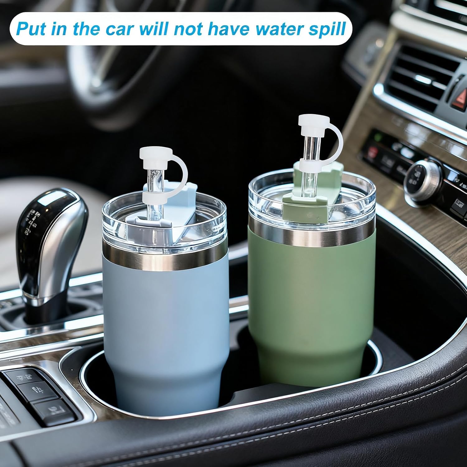 Spill-Proof Silicone Accessory Set for Stanley Cups - Includes Straw Covers, Round and Square Leak Stoppers - Anti-Dust Tumbler Accessories - Image 5