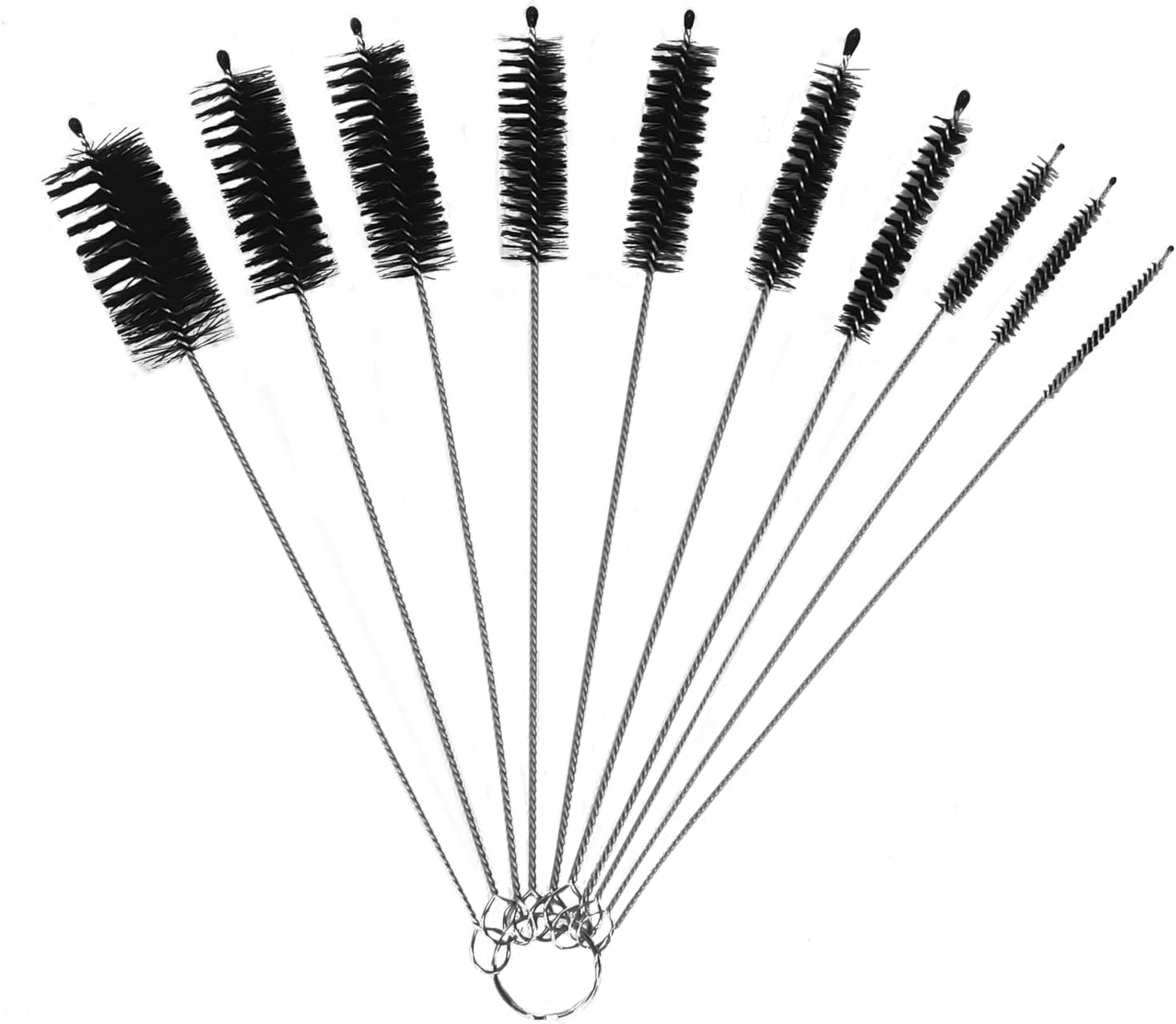 Straw Cleaner Brush Set, Shower Head Cleaner Tool, Nylon Pipe Tube Cleaner 8-inch 10 Different Diameters Set for Tumbler, Water Bottle, Sippy Cup, Sinks and Hummingbird Feeders - Image 1