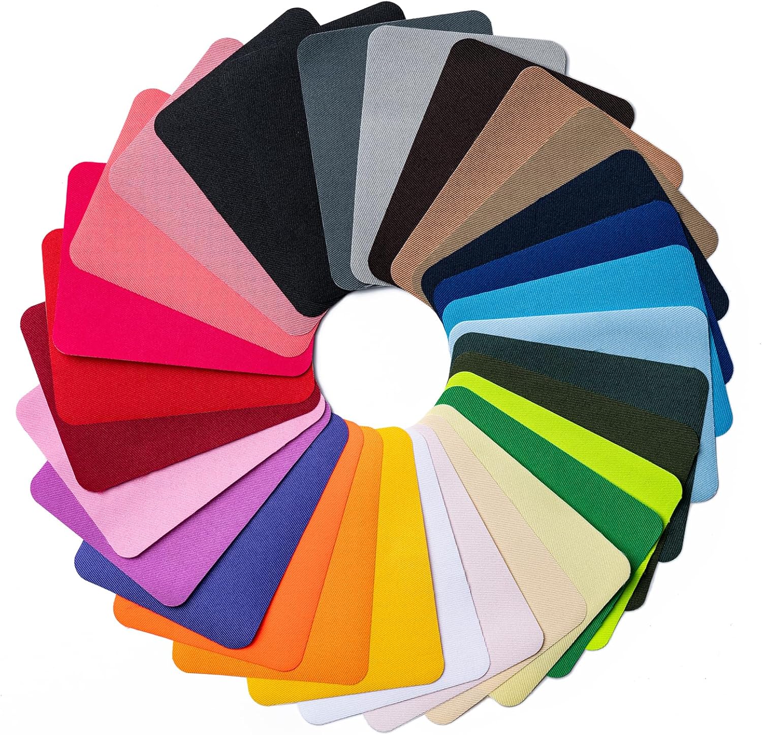 Iron Patches, 30 Piece 3.7 X 4.9 Inch Multi-Colored Fabric Repair Kit, 29 Shades Iron on Patches for Jeans, Shirts, Clothes, Pants - Image 1