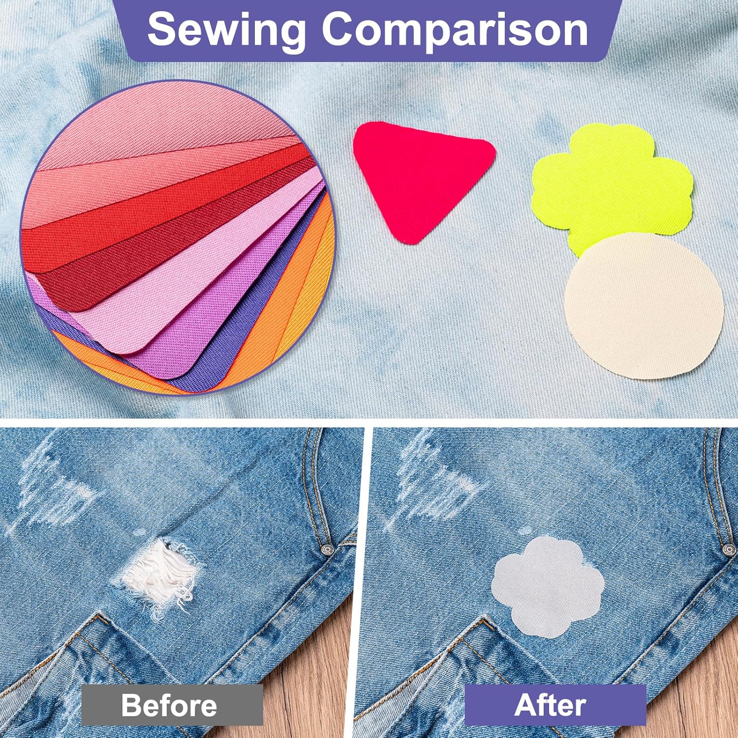 Iron Patches, 30 Piece 3.7 X 4.9 Inch Multi-Colored Fabric Repair Kit, 29 Shades Iron on Patches for Jeans, Shirts, Clothes, Pants - Image 4