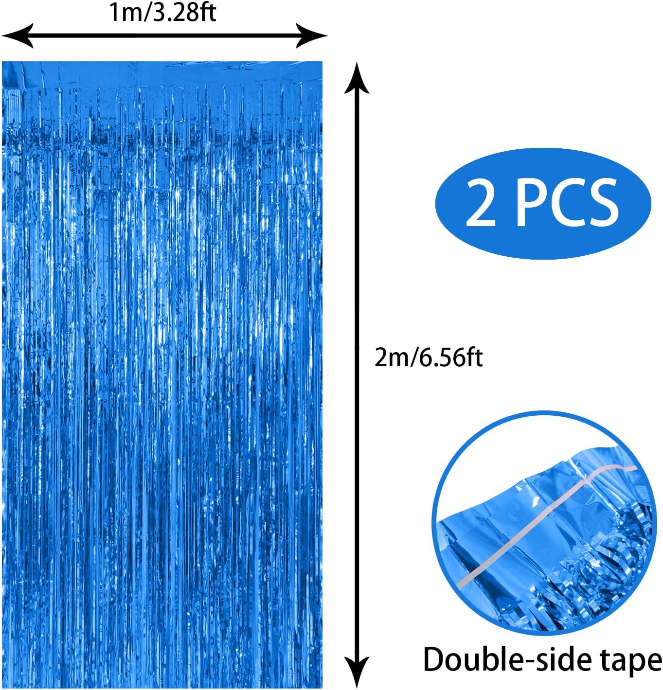 2 Pack Blue Backdrop Streamers Party Decorations Tinsel Fringe Backdrop Ocean Themed Decorations Foil Curtain Blue Birthday Ocean Party Decor Supplies - Image 2
