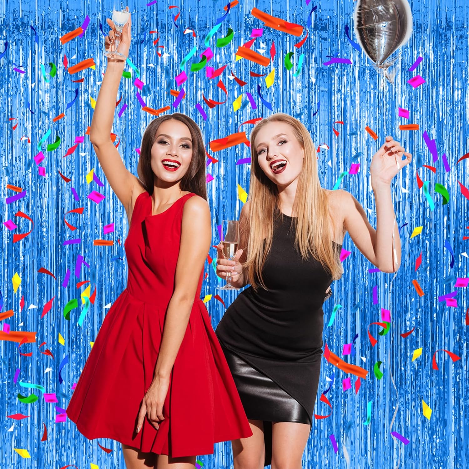 2 Pack Blue Backdrop Streamers Party Decorations Tinsel Fringe Backdrop Ocean Themed Decorations Foil Curtain Blue Birthday Ocean Party Decor Supplies - Image 5