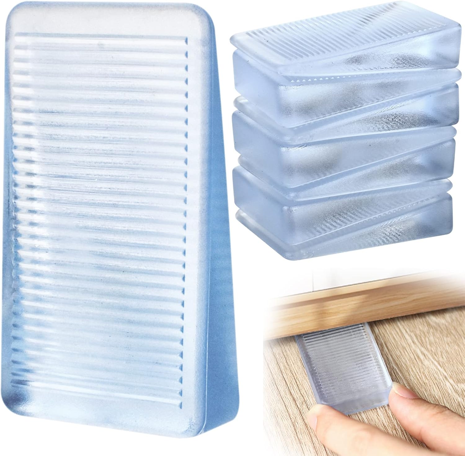 8 Pack Clear Plastic Shims, Level Wedge, Furniture Levelers, Non-Slip PVC and Rubber, Rectangular, For Uneven Floors, Tables, Furniture - Image 1