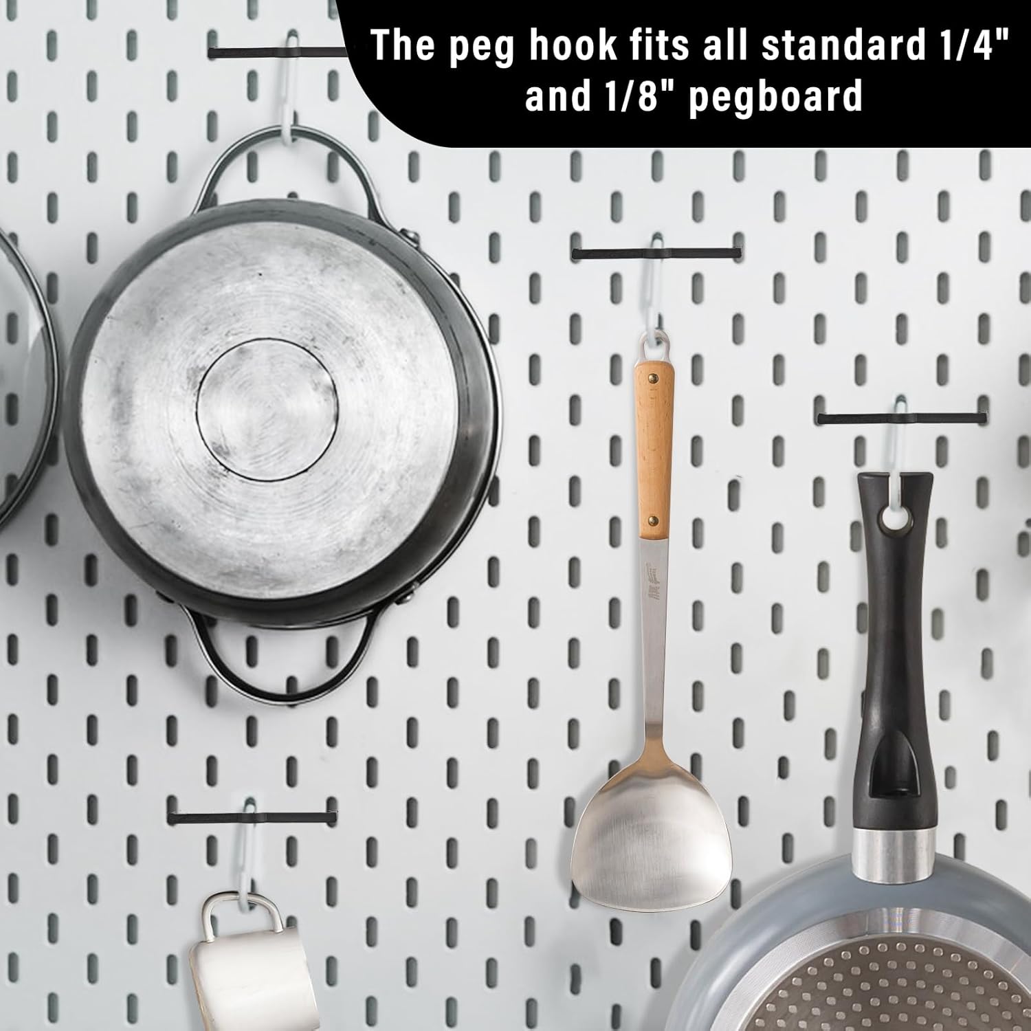 Black Peg Locks Plastic Pegboard Hook Locks Pegboard Display Hook Organizer Fixer Peg Board Hook Clip Retainers Pegboard Hook Organizer for Standard 1/4