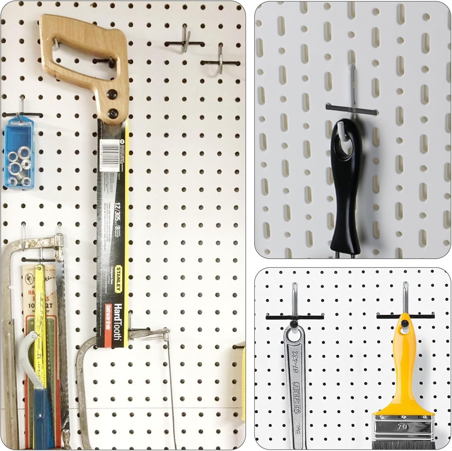 Black Peg Locks Plastic Pegboard Hook Locks Pegboard Display Hook Organizer Fixer Peg Board Hook Clip Retainers Pegboard Hook Organizer for Standard 1/4