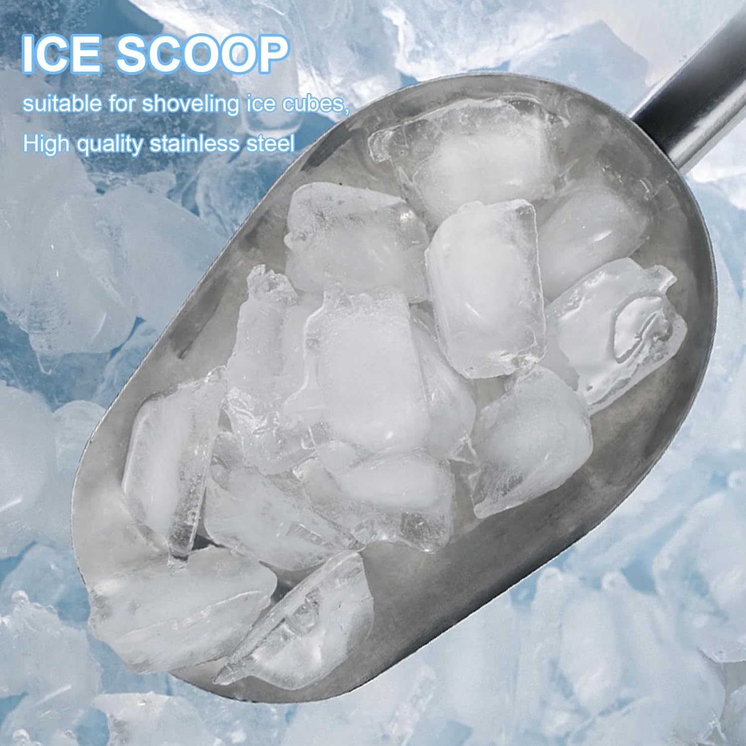 6oz Metal Ice Scoop, Kitchen Ice Scooper for Ice Maker s and Freezer, Stainless Steel Small Ice Scooper for Bar Party Wedding Pet Dog Food, Silver - Image 5