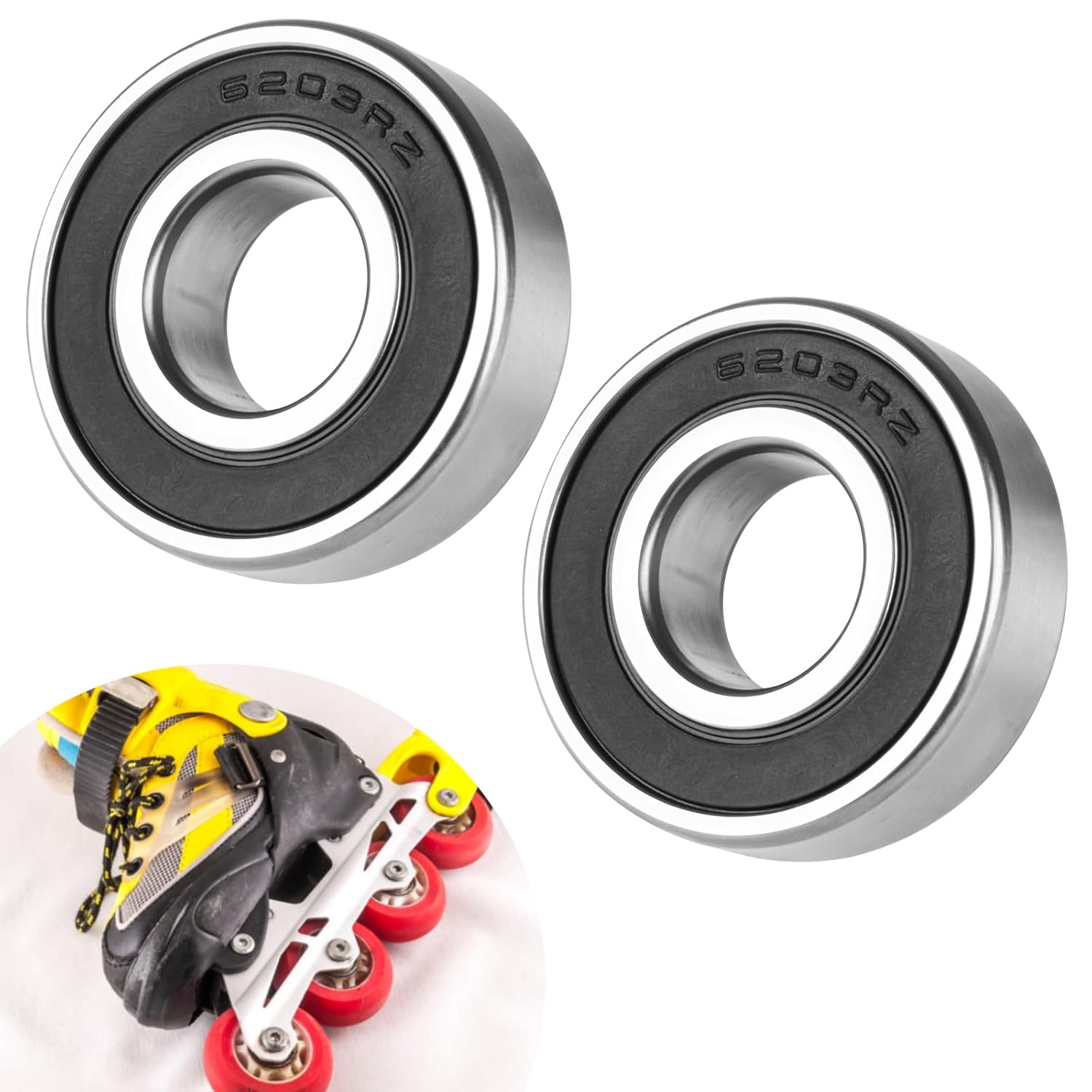 6203-RS Sealed Bearing 2Pcs 6203RS Bearings ID 17mm x OD 40mm x Width 12mm Double Rubber Sealed Bearing Deep Groove Ball Bearing for Wheels, Bike, Mower - Image 1