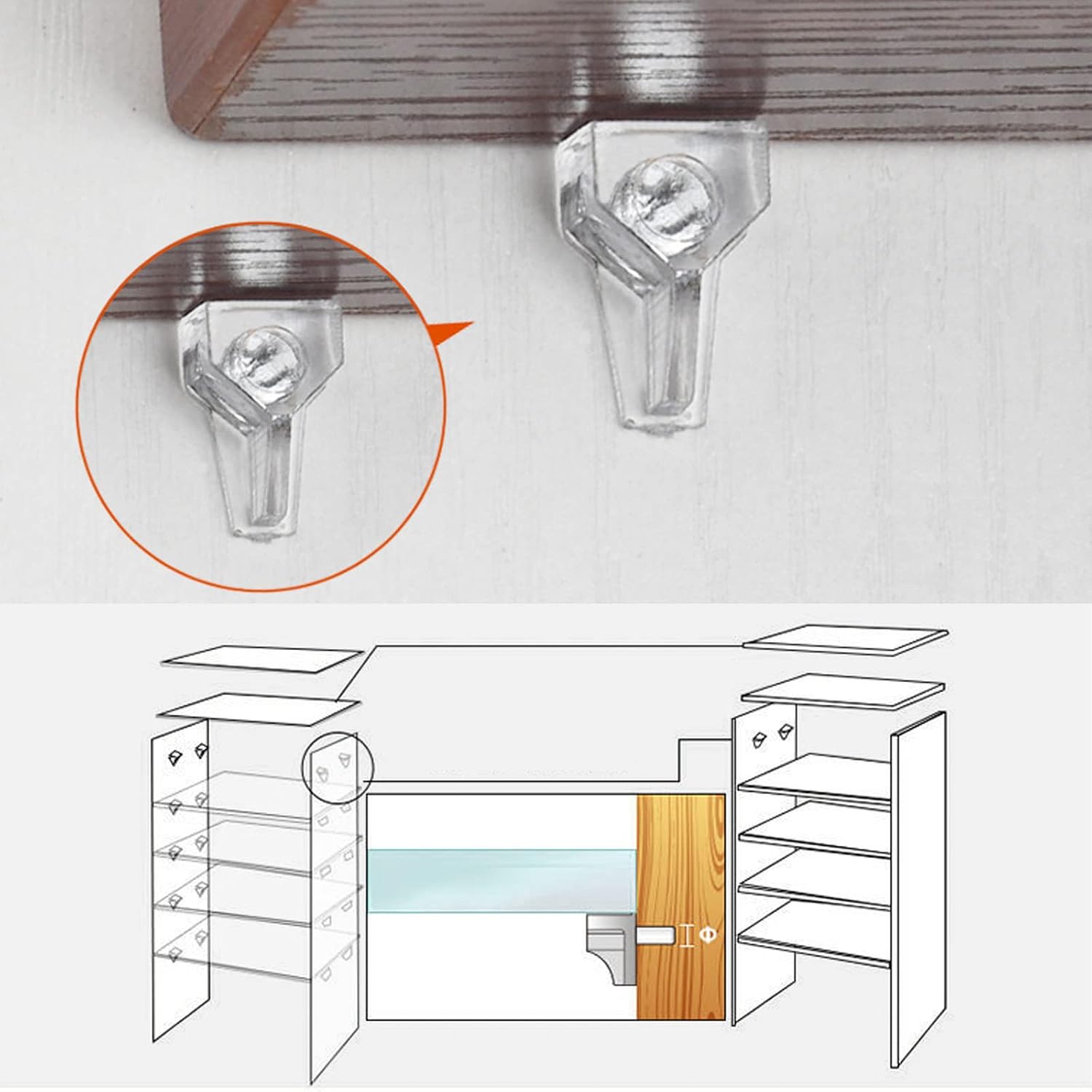 5mm Shelf Pegs 50 Pack Clear Crystal Plastic Cabinet Shelf Pins Shelf Holder Pins Replacement Pegs for Kitchen Furniture Cabinet Bookcase - Image 5