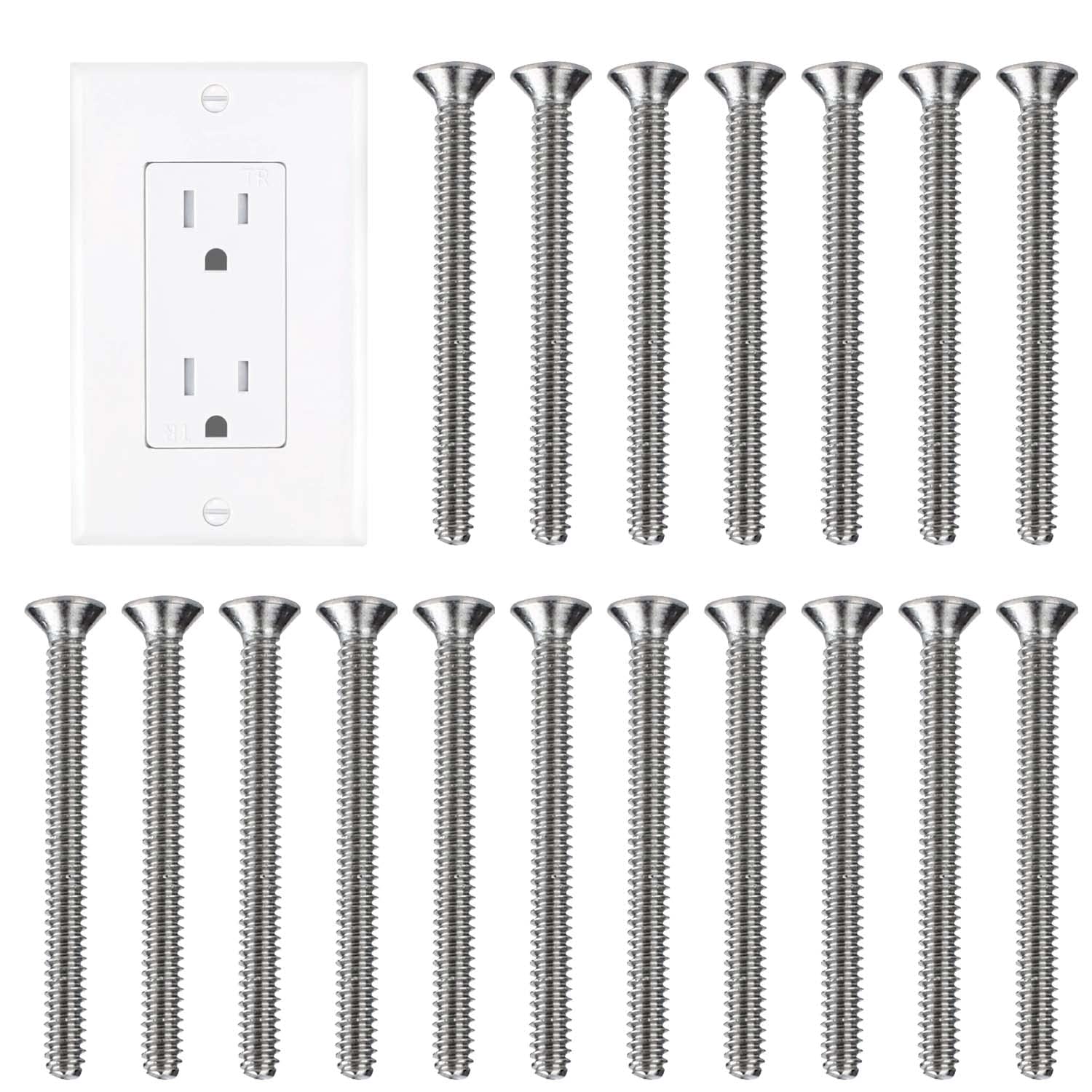 Extra Long Outlet Screws 6-32 x 1-1/2 Inches Electrical Outlet Screws 304 Stainless Machine Screws - 30 Pack - Image 1