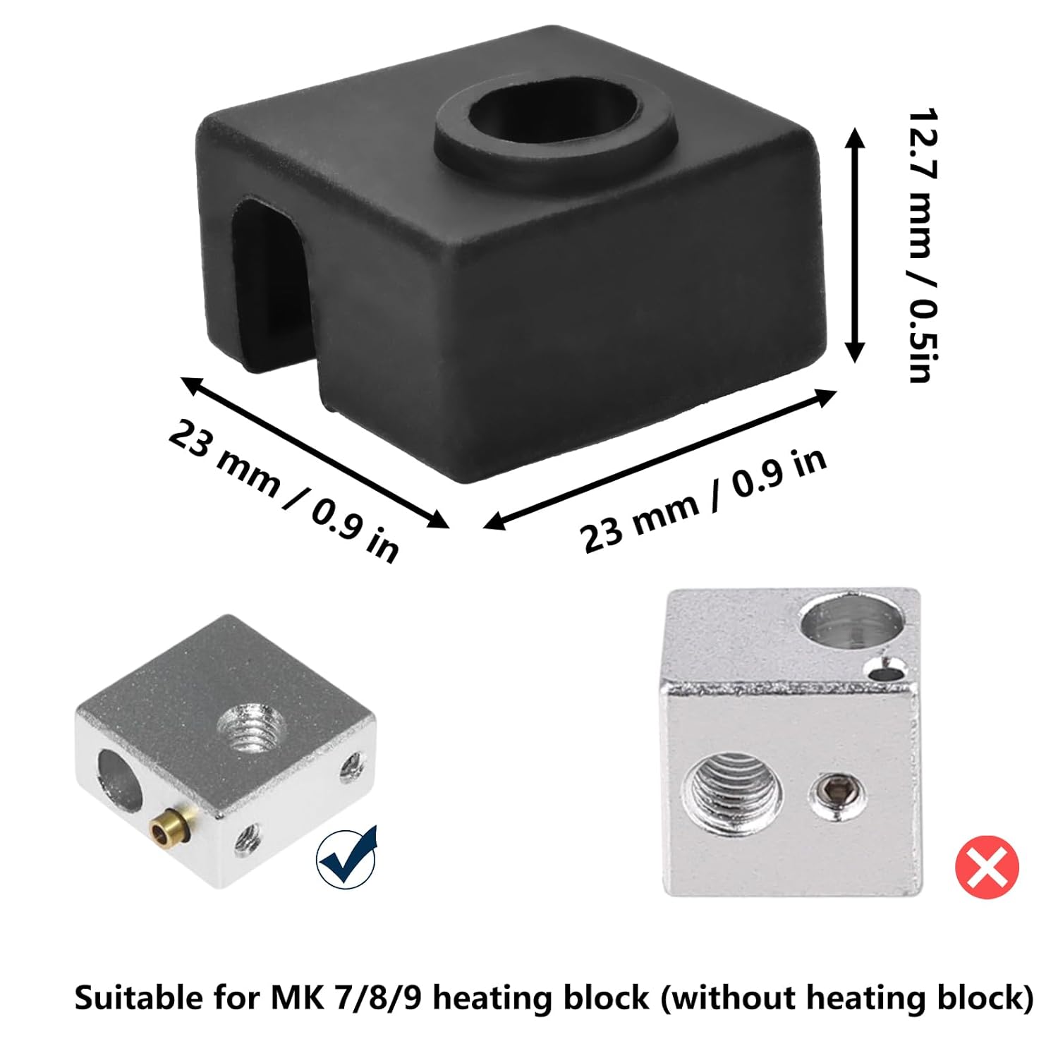 3D Printer Silicone Sock 8Pcs Hotend Silicone Sock Heater Block Silicone Cover for Creality Ender 3, Ender 3 Pro, Ender 5, Ender 5 Pro, CR 10 Series, MK7/ 8/9 Hotend - Image 2