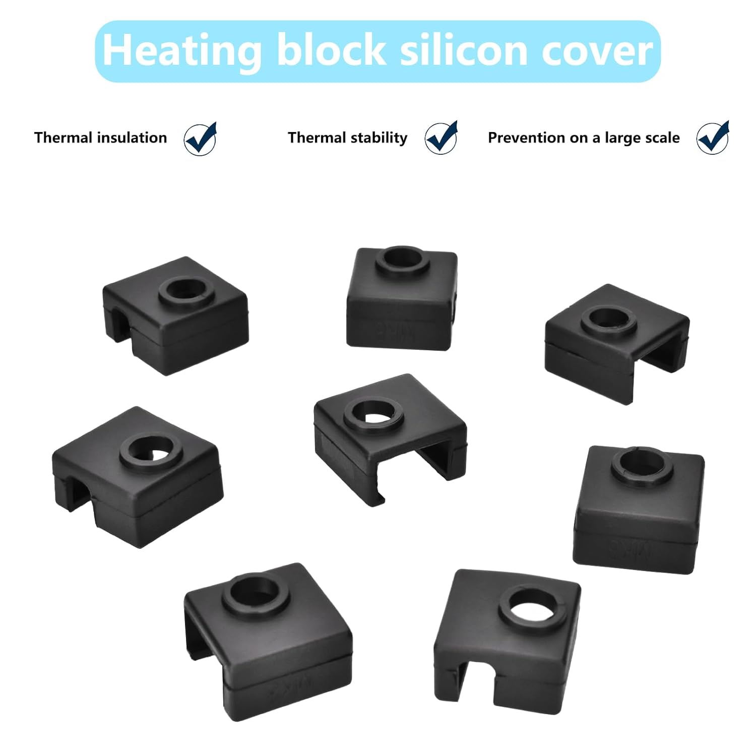 3D Printer Silicone Sock 8Pcs Hotend Silicone Sock Heater Block Silicone Cover for Creality Ender 3, Ender 3 Pro, Ender 5, Ender 5 Pro, CR 10 Series, MK7/ 8/9 Hotend - Image 4