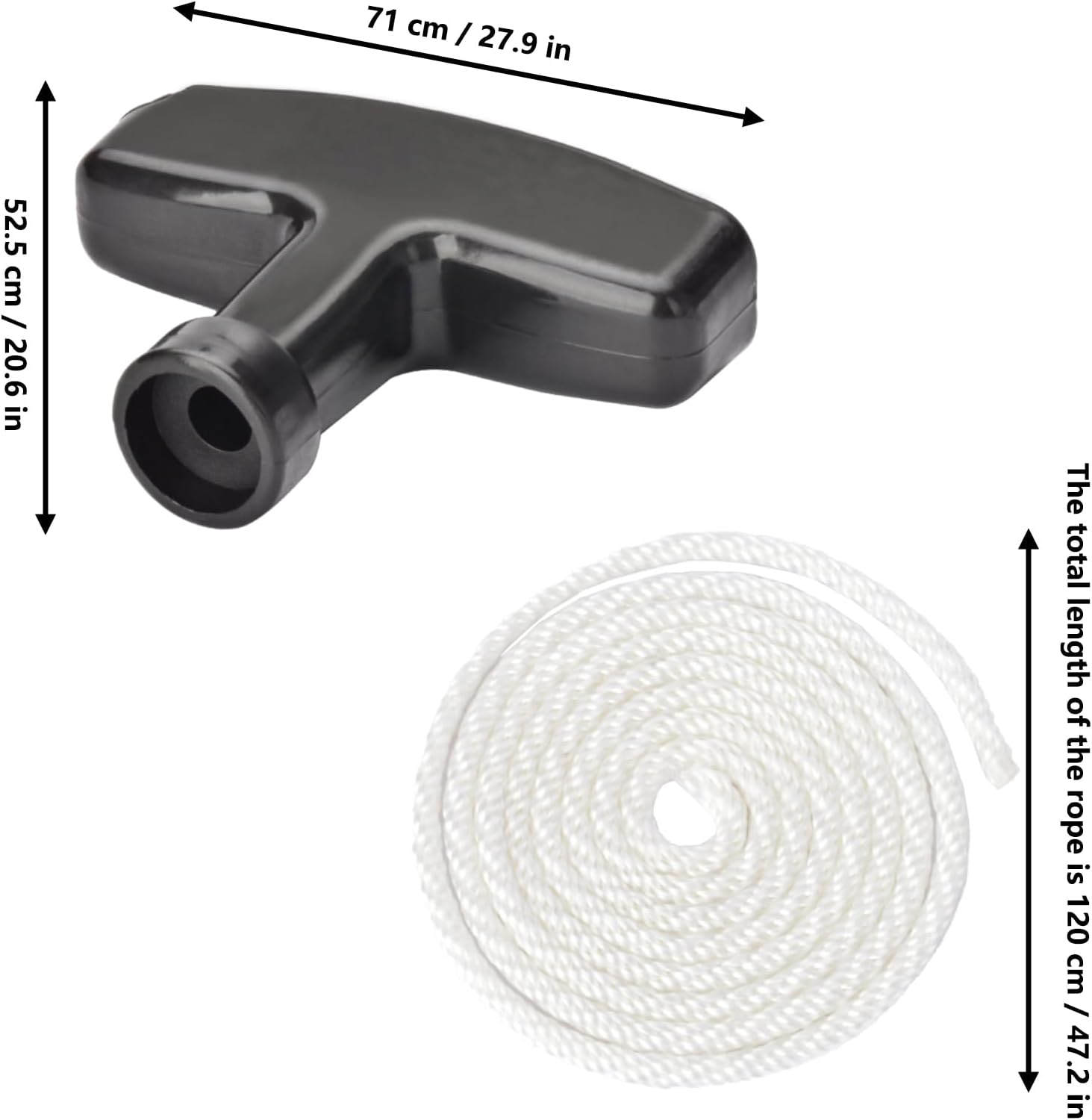 Pull Cord with Recoil Starter Handle Gasoline Engine Starter Handle Grip Recoil Starter Pull Handle for Lawn Mower, Chainsaw, Generator (2 Pack) - Image 2