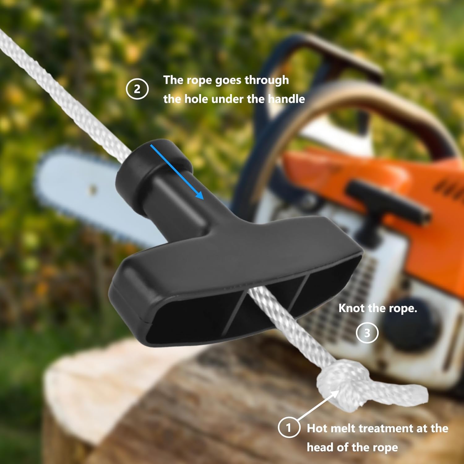 Pull Cord with Recoil Starter Handle Gasoline Engine Starter Handle Grip Recoil Starter Pull Handle for Lawn Mower, Chainsaw, Generator (2 Pack) - Image 3
