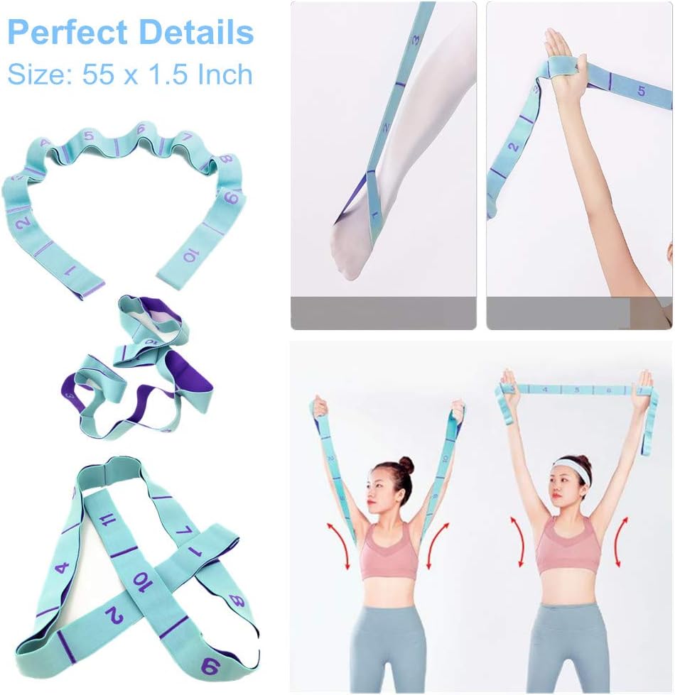 Nitpicker Stretching Straps Hamstring Stretcher Device Elastic Exercise Band Yoga mat Carrying Straps Leg Exercise Equipment Stretching Strap with Loops for Flexibility Stretch Strap 11 Loops - Image 6