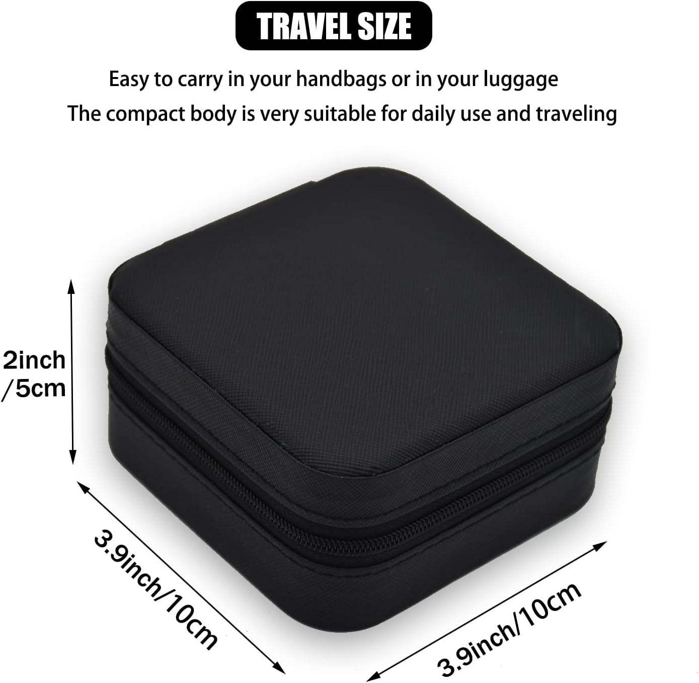 MODENGKGJIAN Mini Jewelry Travel Case, PU Leather Travel Jewelry Organizer Box, Small Portable Portable Jewellery Storage Holder for Womens Rings Earrings Necklaces Bracelets (Black) - Image 5