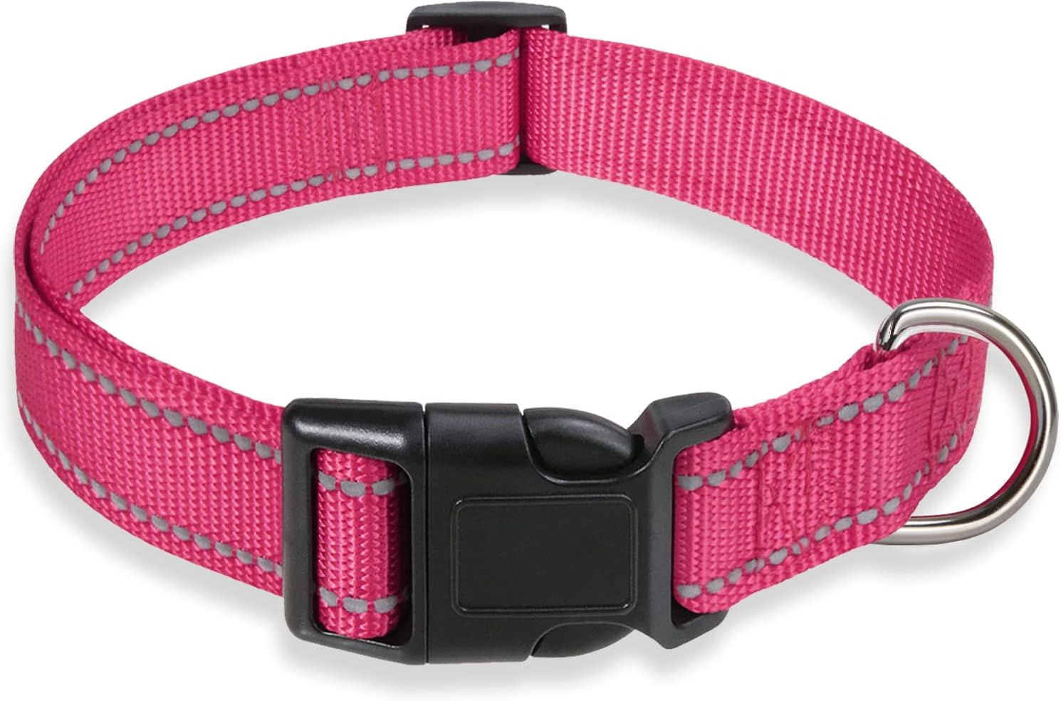 Reflective Dog Collar with Buckle Adjustable Safety Nyl Collars for Small Medium Large Dogs, Pink S - Image 1