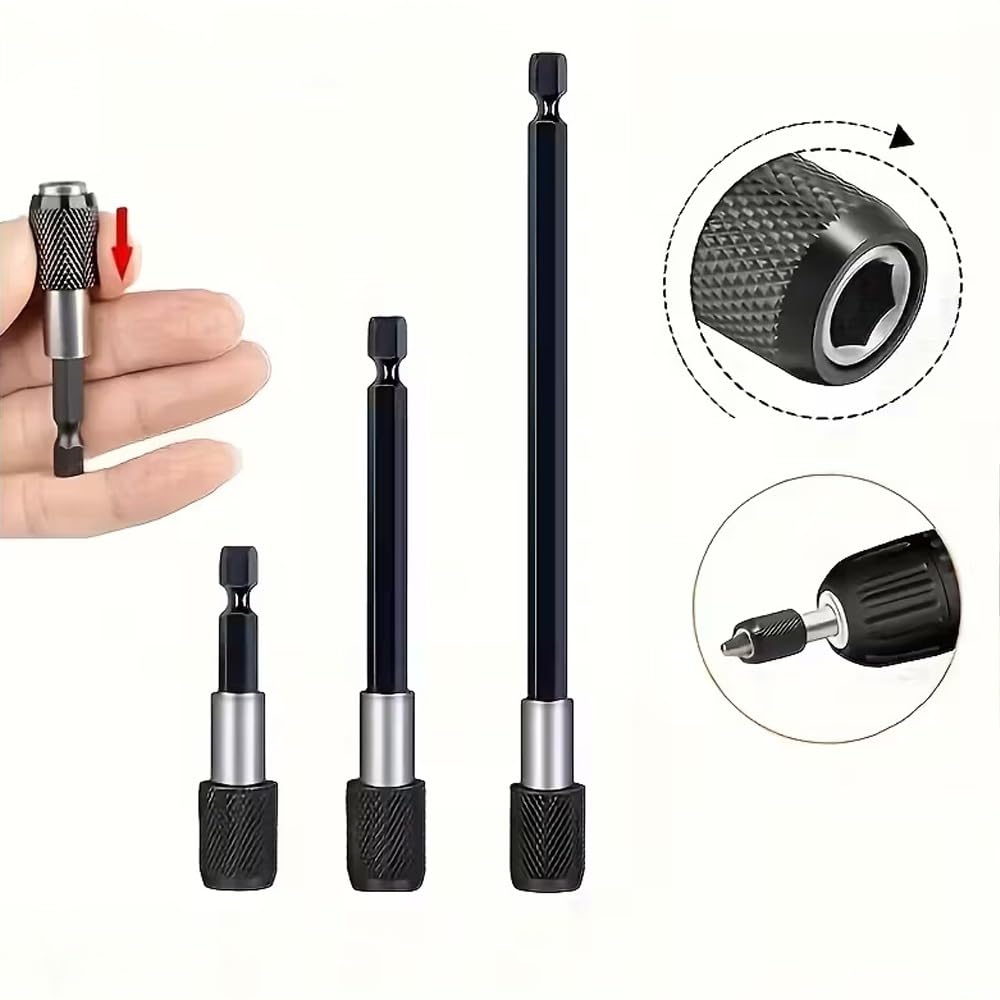 3-Piece Magnetic Bit Holder Extensi Set, Quick Release Universal Impact Drill Adapter for Home DIY Projects - Image 3