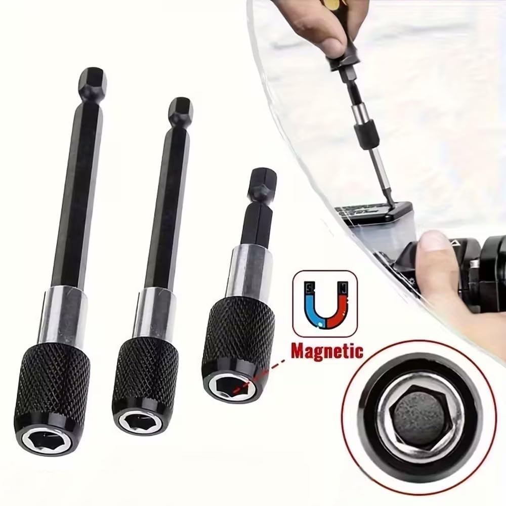 3-Piece Magnetic Bit Holder Extensi Set, Quick Release Universal Impact Drill Adapter for Home DIY Projects - Image 4