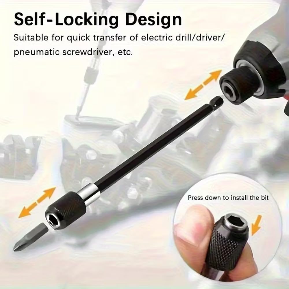 3-Piece Magnetic Bit Holder Extensi Set, Quick Release Universal Impact Drill Adapter for Home DIY Projects - Image 5