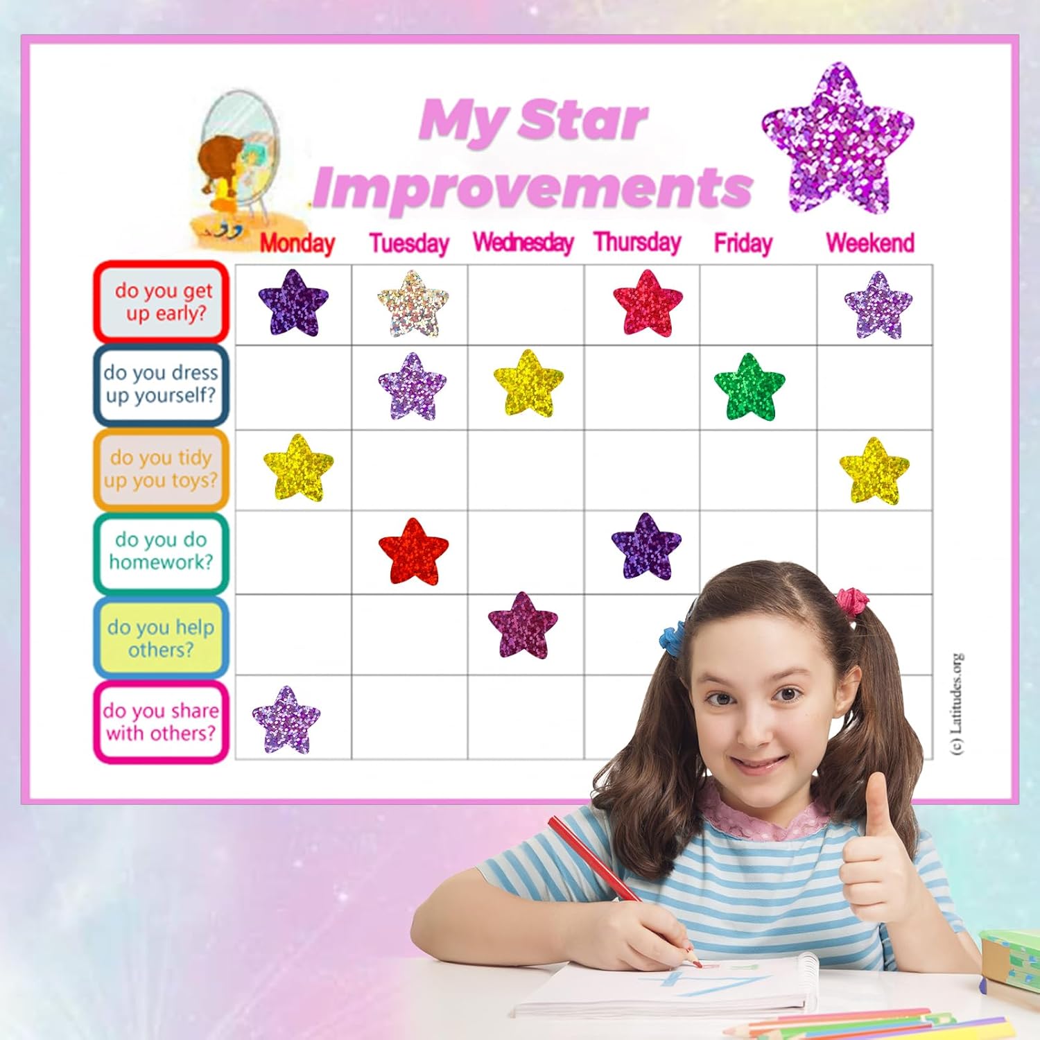 Star Stickers - 500Pcs 1Inch Glitter Star Stickers for Kids Reward Self Adhesive Foil Shiny Stars Shaped Sticker Stars Incentive Sticker Roll for Envelope Seal Classroom Teacher Behavior Chart - Image 4