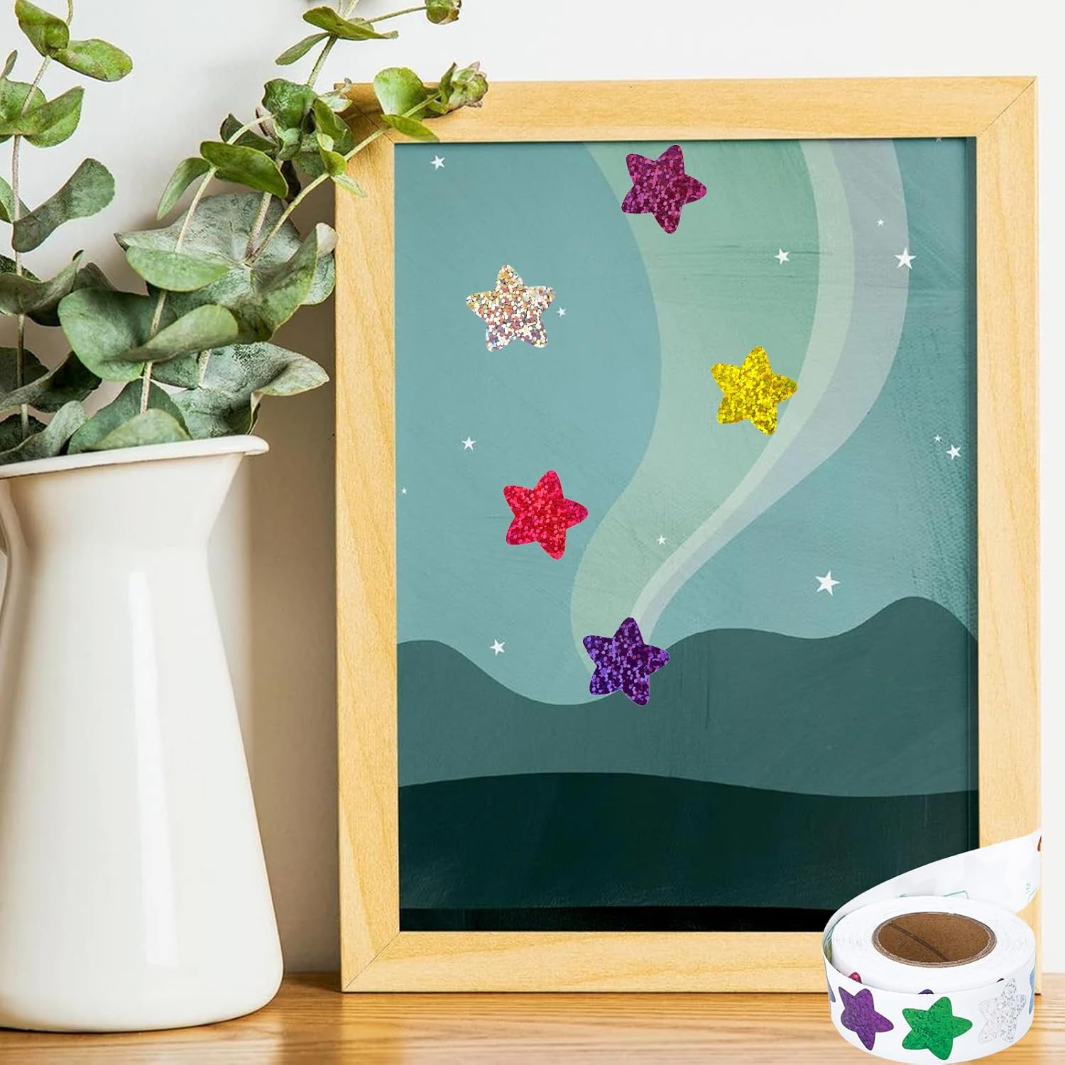 Star Stickers - 500Pcs 1Inch Glitter Star Stickers for Kids Reward Self Adhesive Foil Shiny Stars Shaped Sticker Stars Incentive Sticker Roll for Envelope Seal Classroom Teacher Behavior Chart - Image 7