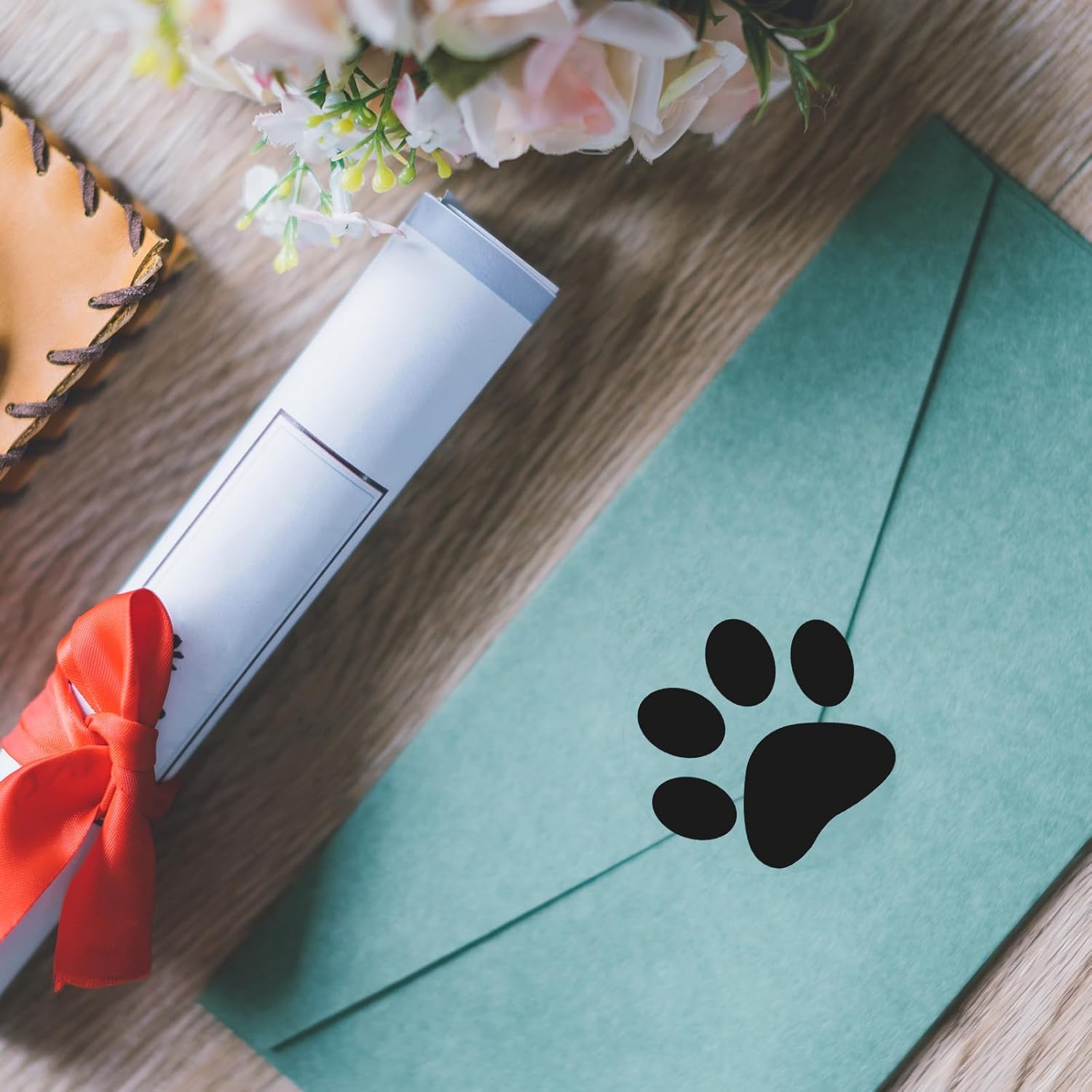 Paw Stickers - Paw Prints Stickers 500Pcs 1.5Inch Puppy Dog Bear Paw Prints Sticker Self Adhesive Clear & Black Paw Patrol Sticker Roll for Birthday Party Envelope Seal Card Gift Packaging - Image 5