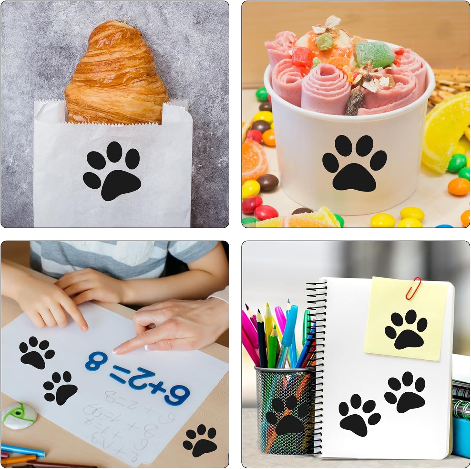 Paw Stickers - Paw Prints Stickers 500Pcs 1.5Inch Puppy Dog Bear Paw Prints Sticker Self Adhesive Clear & Black Paw Patrol Sticker Roll for Birthday Party Envelope Seal Card Gift Packaging - Image 7
