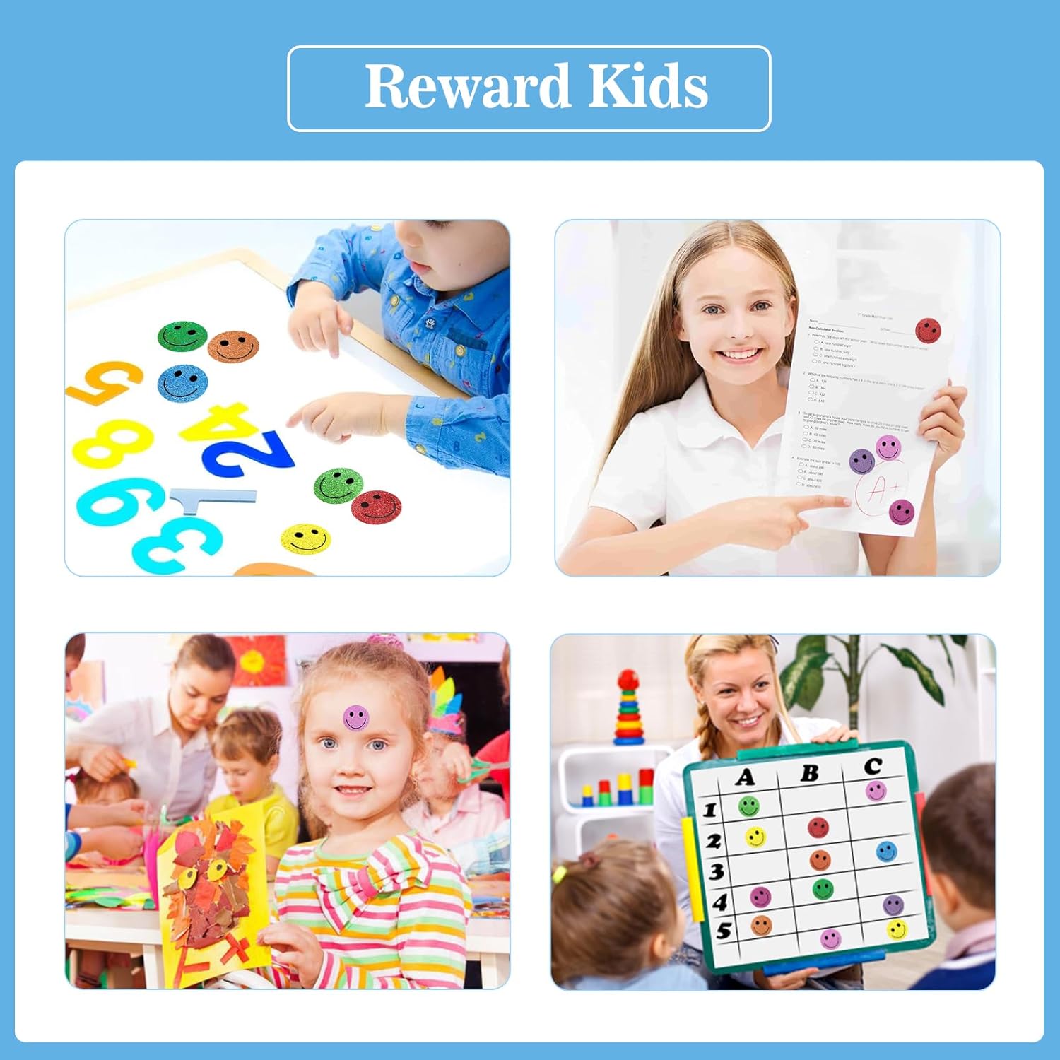 Smiley Face Stickers - Happy Face Stickers 500Pcs 1Inch Glitter Smiley Sticker Roll Cute Reward Sticker for Kids Classroom Self Adhesive Positive Incentive Labels for Teacher Behavior Chart - Image 4